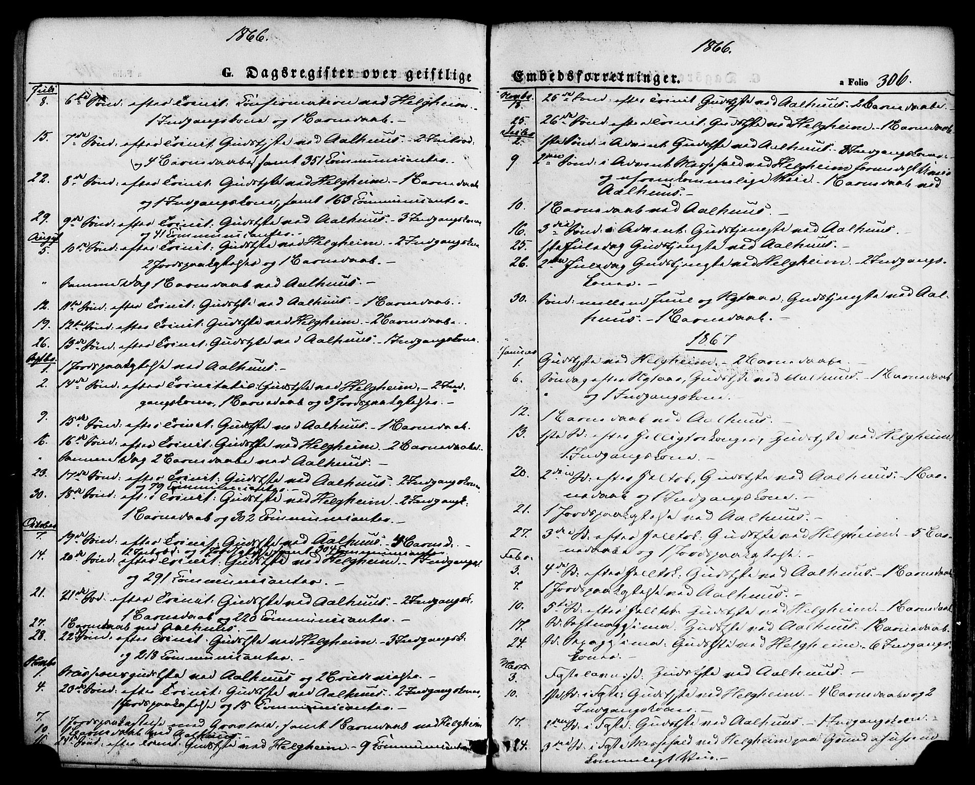 Jølster sokneprestembete, SAB/A-80701/H/Haa/Haaa/L0011: Parish register (official) no. A 11, 1866-1881, p. 306