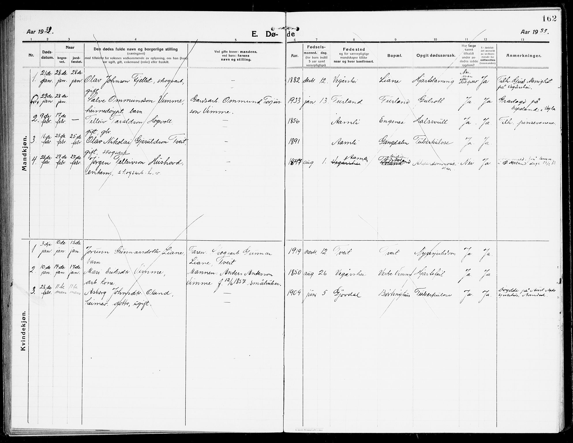 Åmli sokneprestkontor, AV/SAK-1111-0050/F/Fa/Fac/L0013: Parish register (official) no. A 13, 1914-1933, p. 162