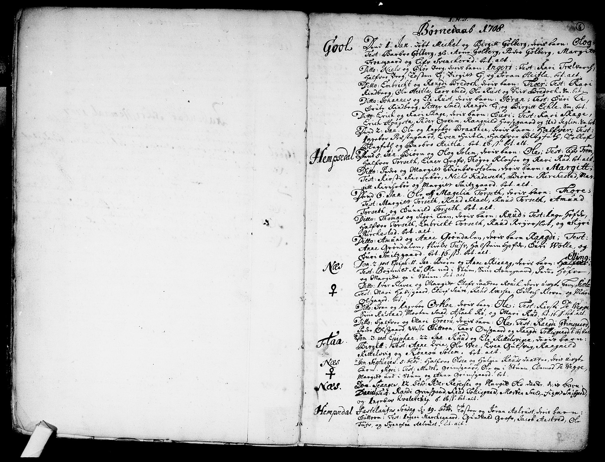 Nes kirkebøker, AV/SAKO-A-236/F/Fa/L0002: Parish register (official) no. 2, 1707-1759, p. 6