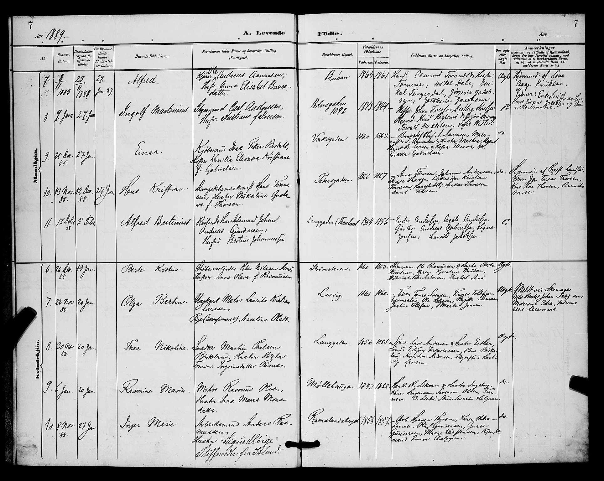 St. Johannes sokneprestkontor, SAST/A-101814/001/30/30BB/L0002: Parish register (copy) no. B 2, 1888-1901, p. 7