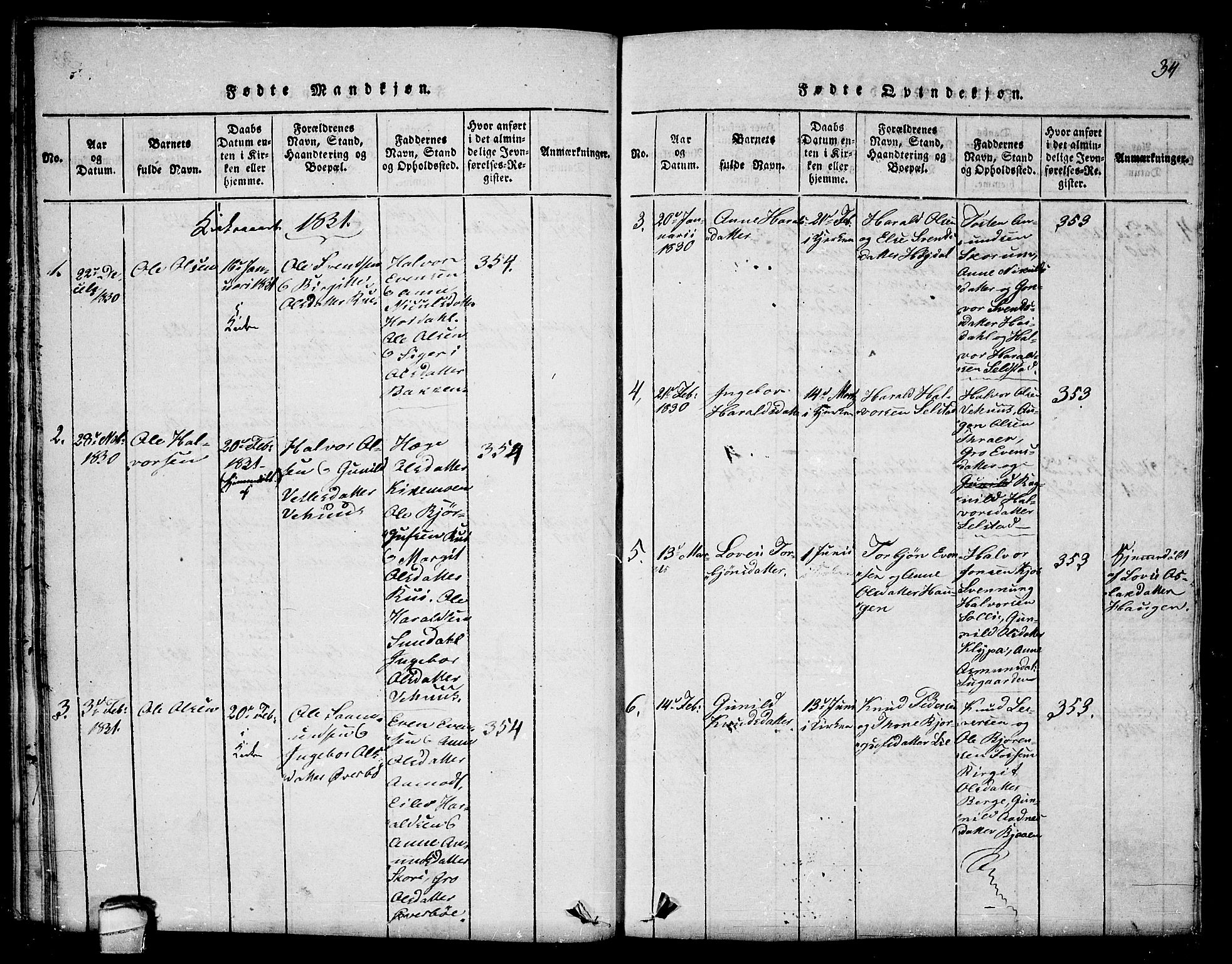 Seljord kirkebøker, SAKO/A-20/F/Fc/L0001: Parish register (official) no. III 1, 1815-1831, p. 34