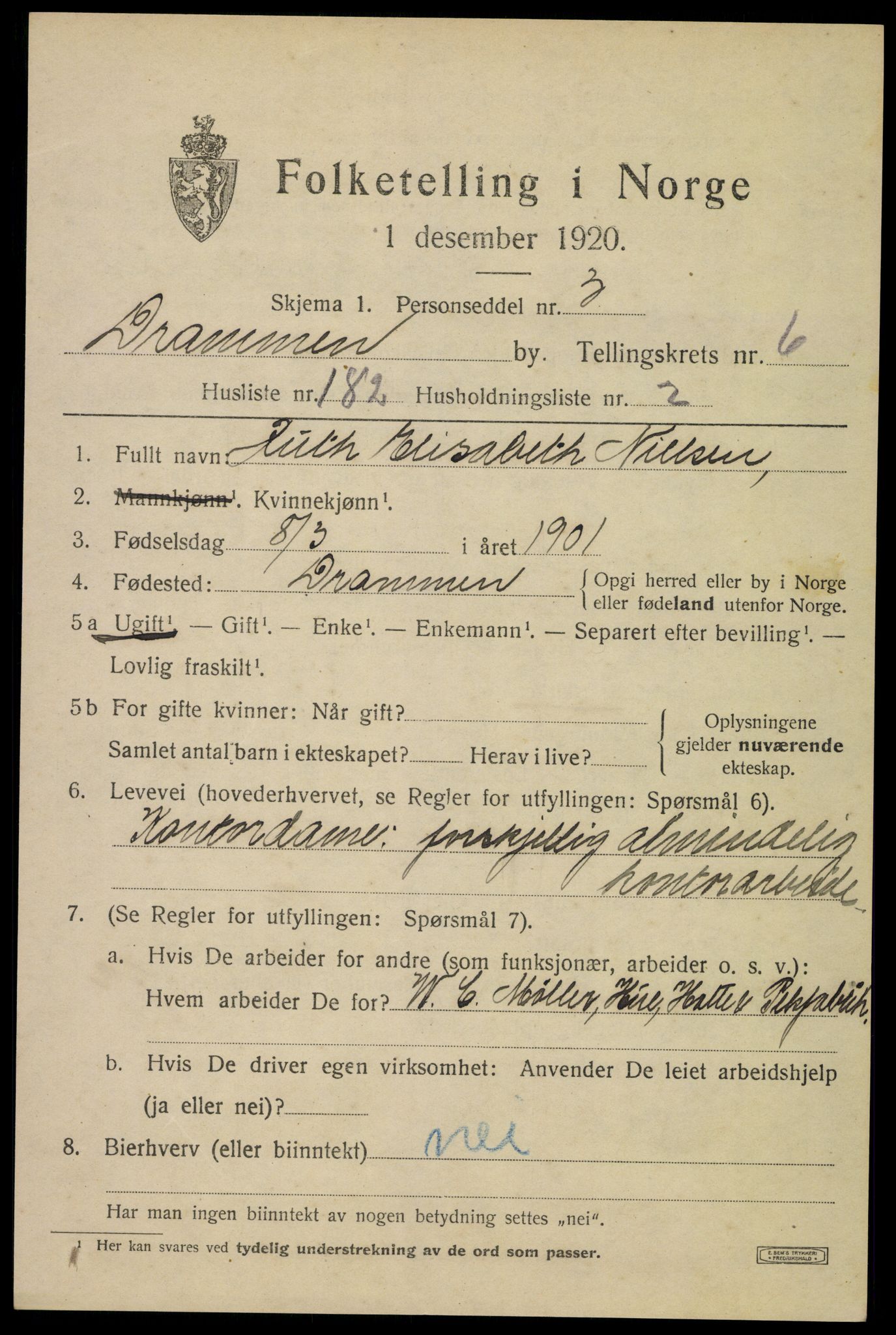 SAKO, 1920 census for Drammen, 1920, p. 45201