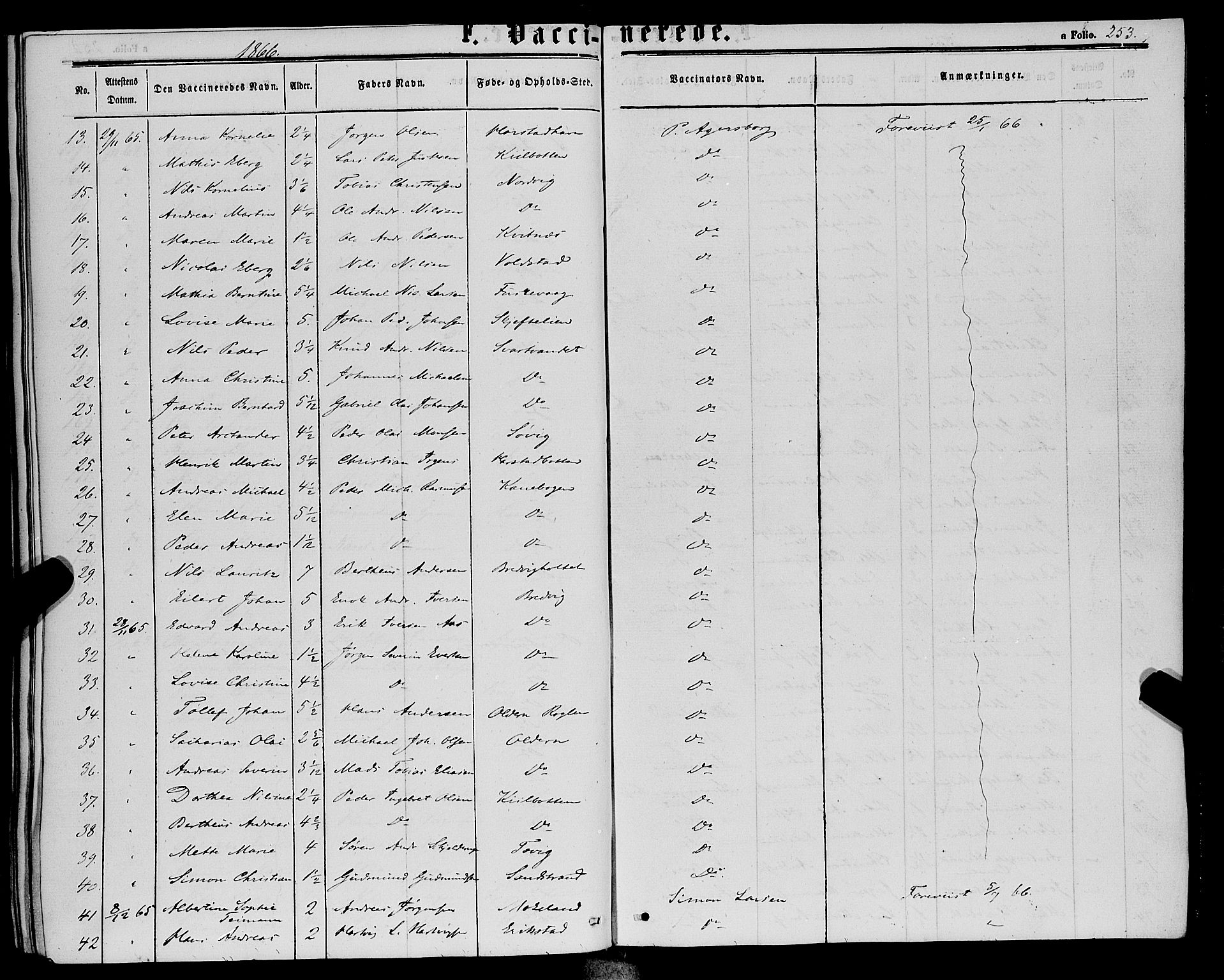 Trondenes sokneprestkontor, AV/SATØ-S-1319/H/Ha/L0012kirke: Parish register (official) no. 12, 1863-1870, p. 253