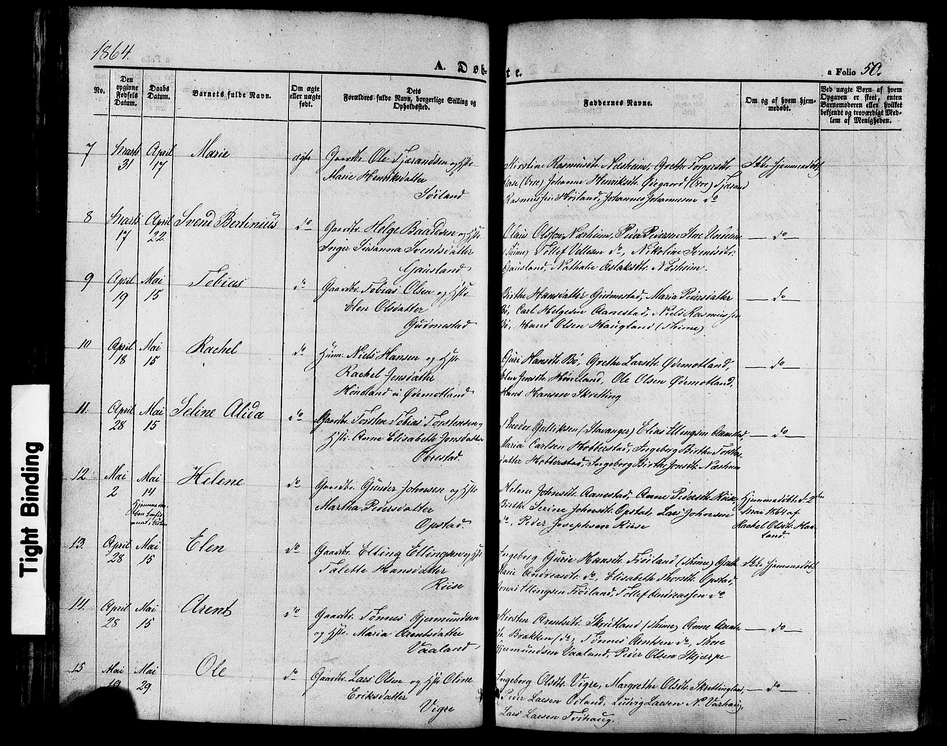 Hå sokneprestkontor, SAST/A-101801/001/30BA/L0008: Parish register (official) no. A 7, 1853-1878, p. 50