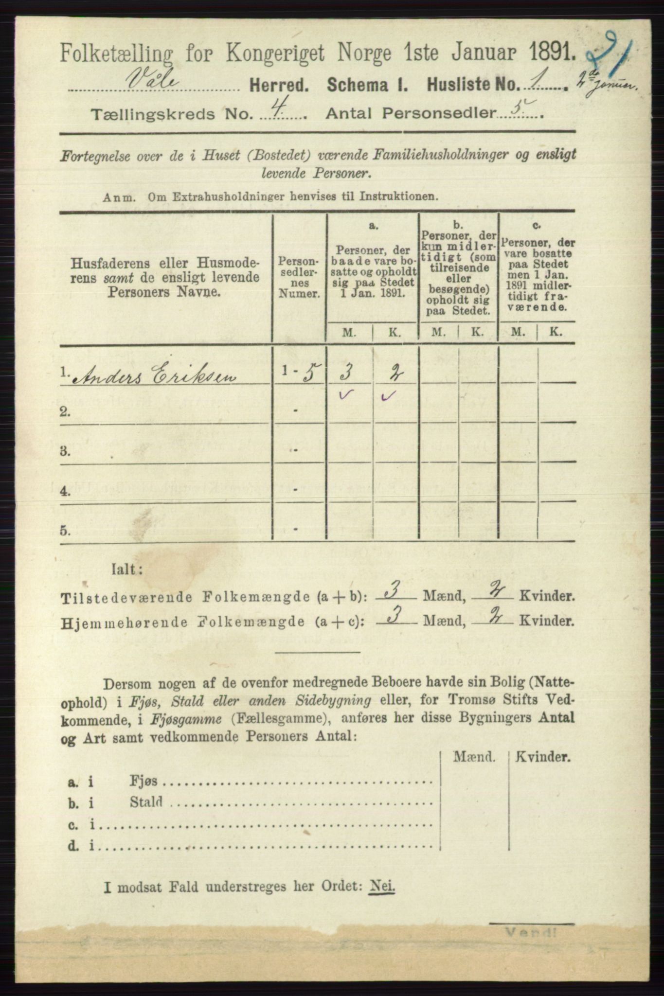 RA, 1891 census for 0716 Våle, 1891, p. 935