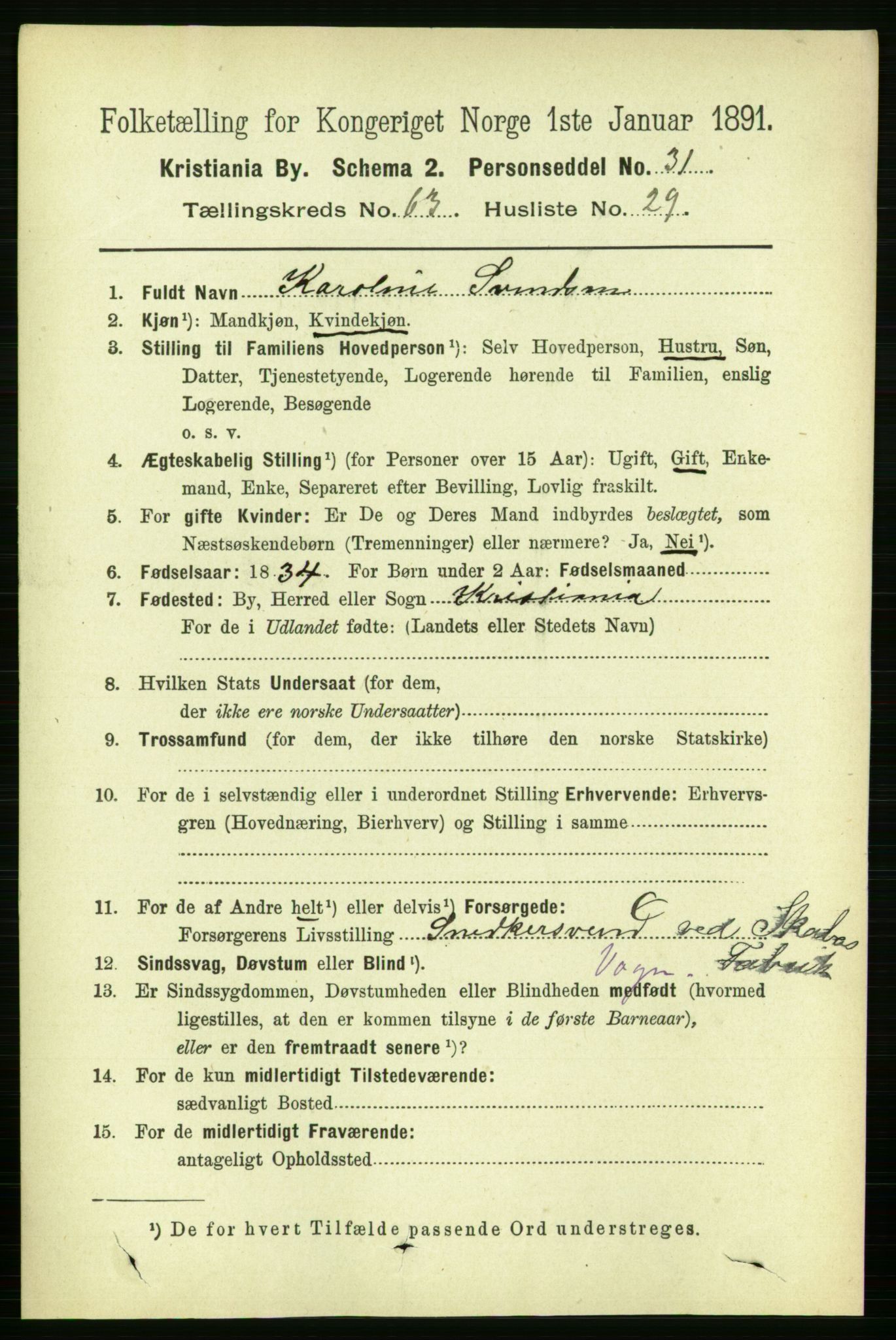 RA, 1891 census for 0301 Kristiania, 1891, p. 34279