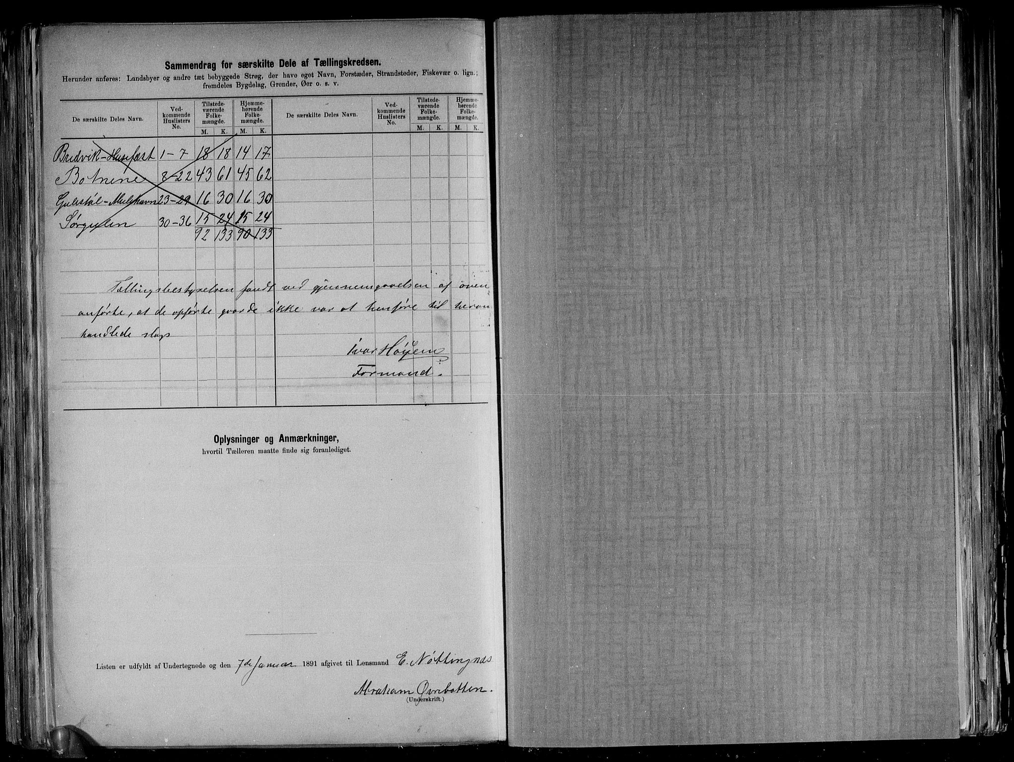 RA, 1891 census for 1438 Bremanger, 1891, p. 16