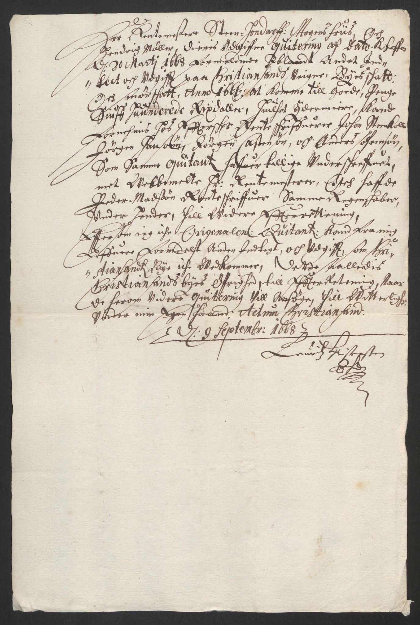 Rentekammeret inntil 1814, Reviderte regnskaper, Byregnskaper, AV/RA-EA-4066/R/Rm/L0258: [M1] Kontribusjonsregnskap, 1664-1700, p. 173