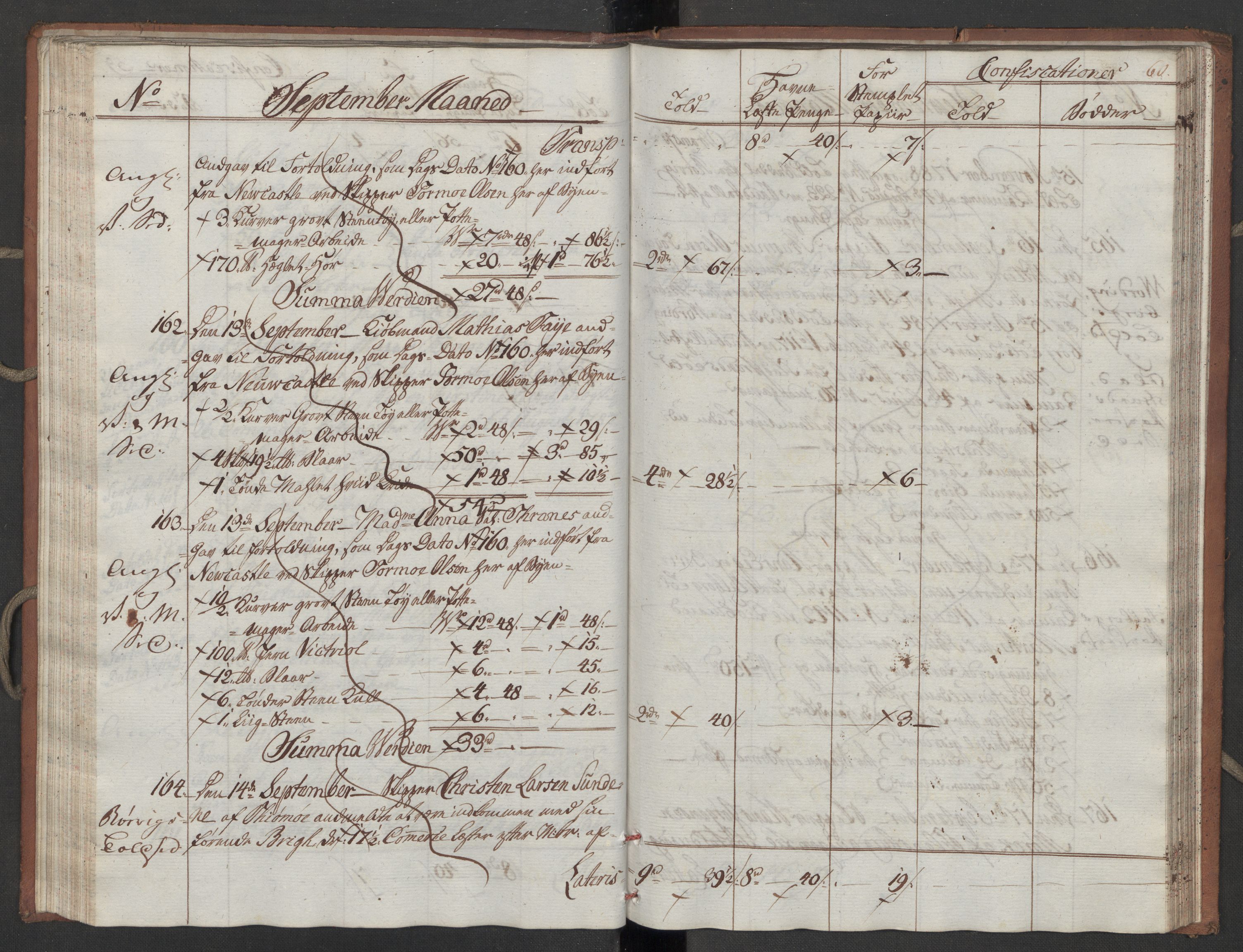 Generaltollkammeret, tollregnskaper, AV/RA-EA-5490/R10/L0052/0001: Tollregnskaper Tønsberg / Inngående tollbok, 1790, p. 59b-60a