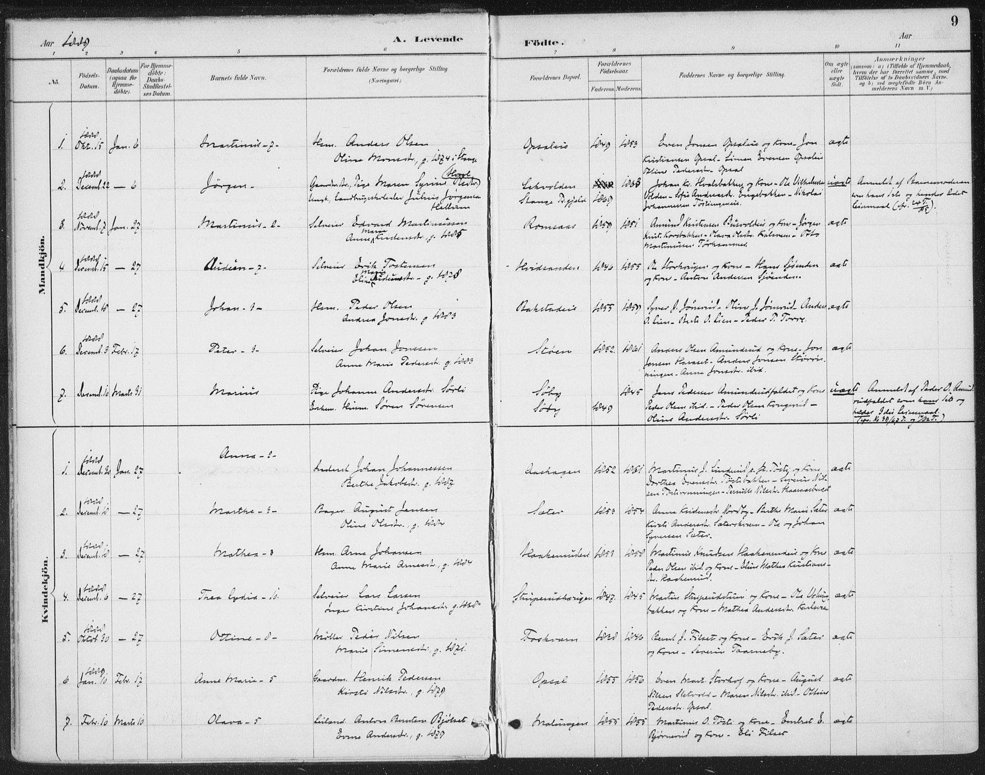 Romedal prestekontor, AV/SAH-PREST-004/K/L0008: Parish register (official) no. 8, 1887-1905, p. 9