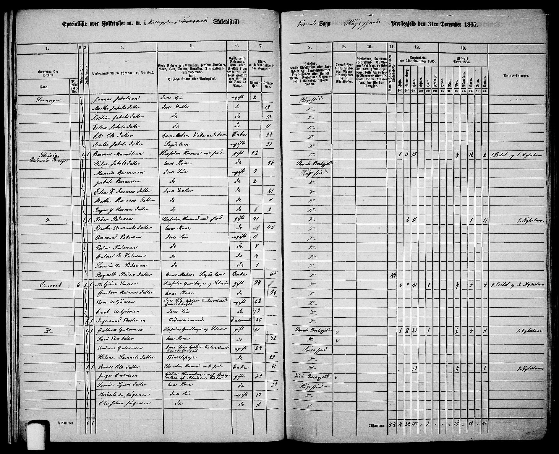 RA, 1865 census for Høgsfjord, 1865, p. 14