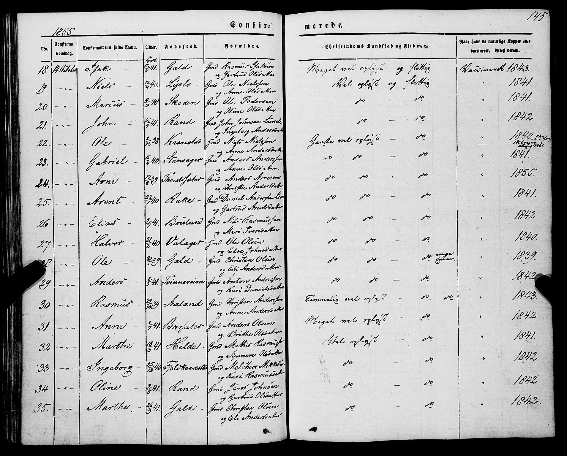 Innvik sokneprestembete, AV/SAB-A-80501: Parish register (official) no. A 5, 1847-1865, p. 145