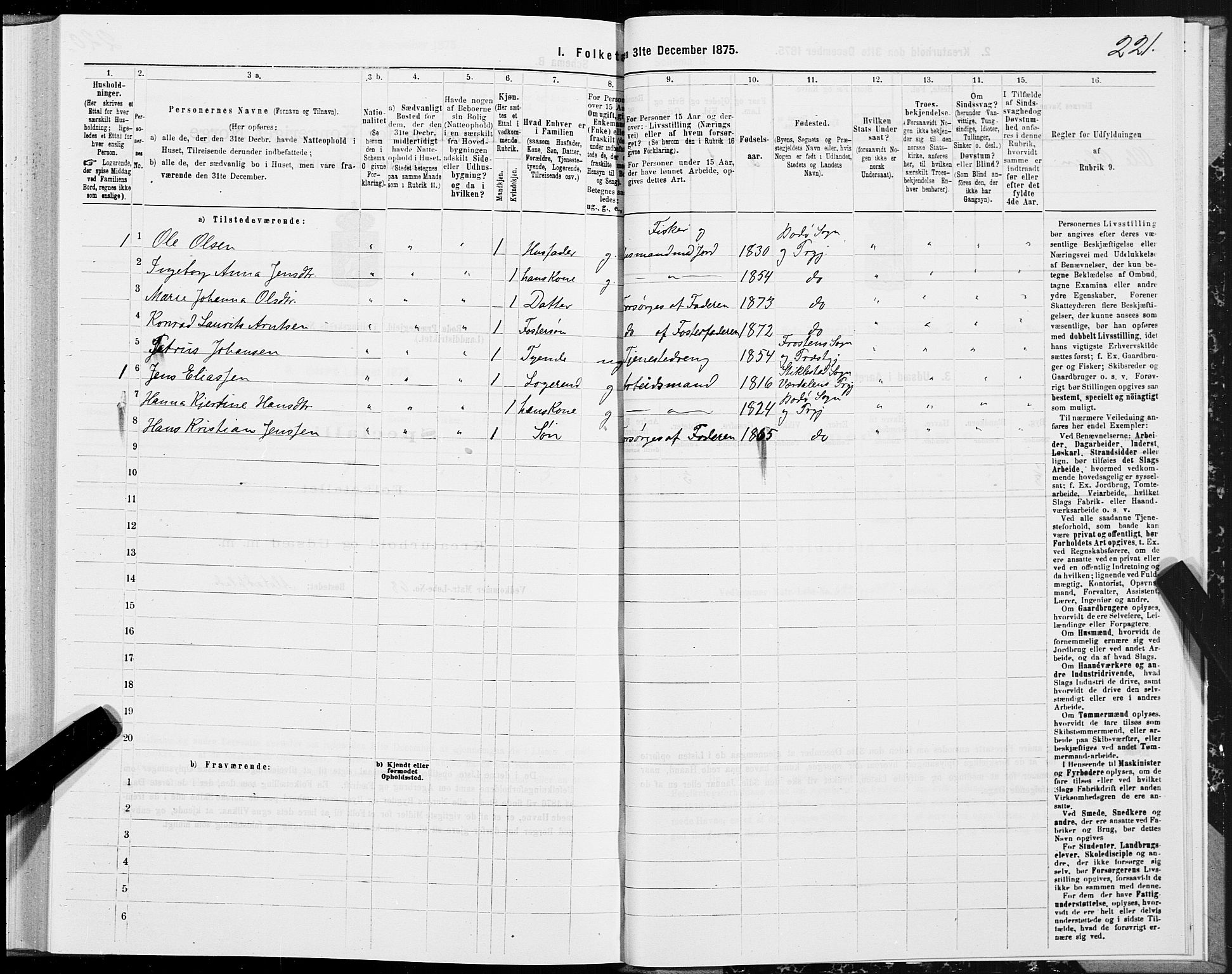 SAT, 1875 census for 1843L Bodø/Bodø, 1875, p. 1221