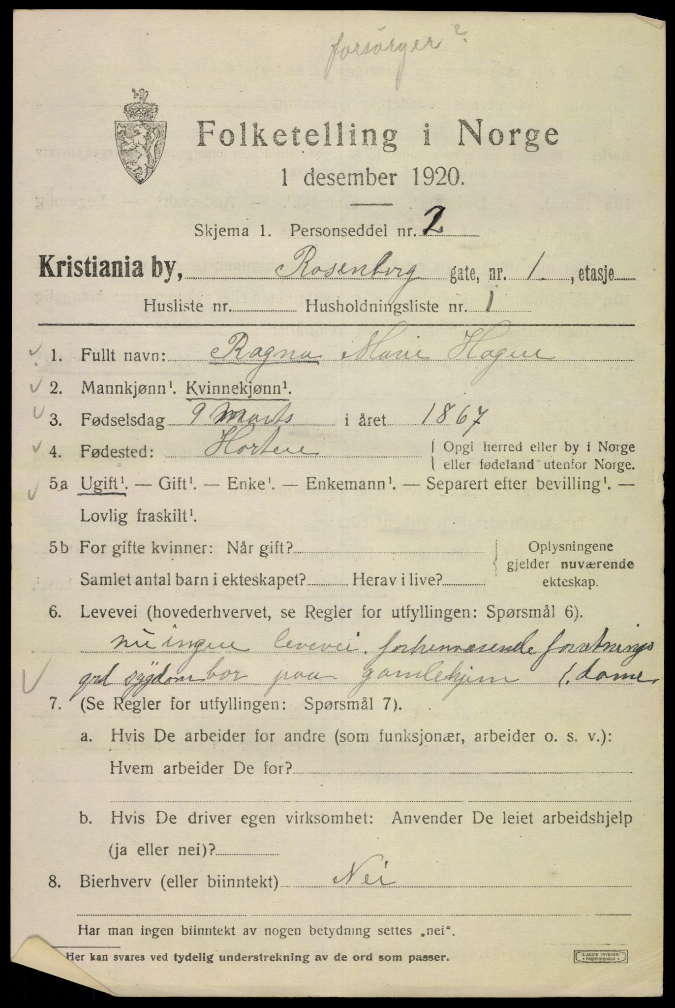 SAO, 1920 census for Kristiania, 1920, p. 463891