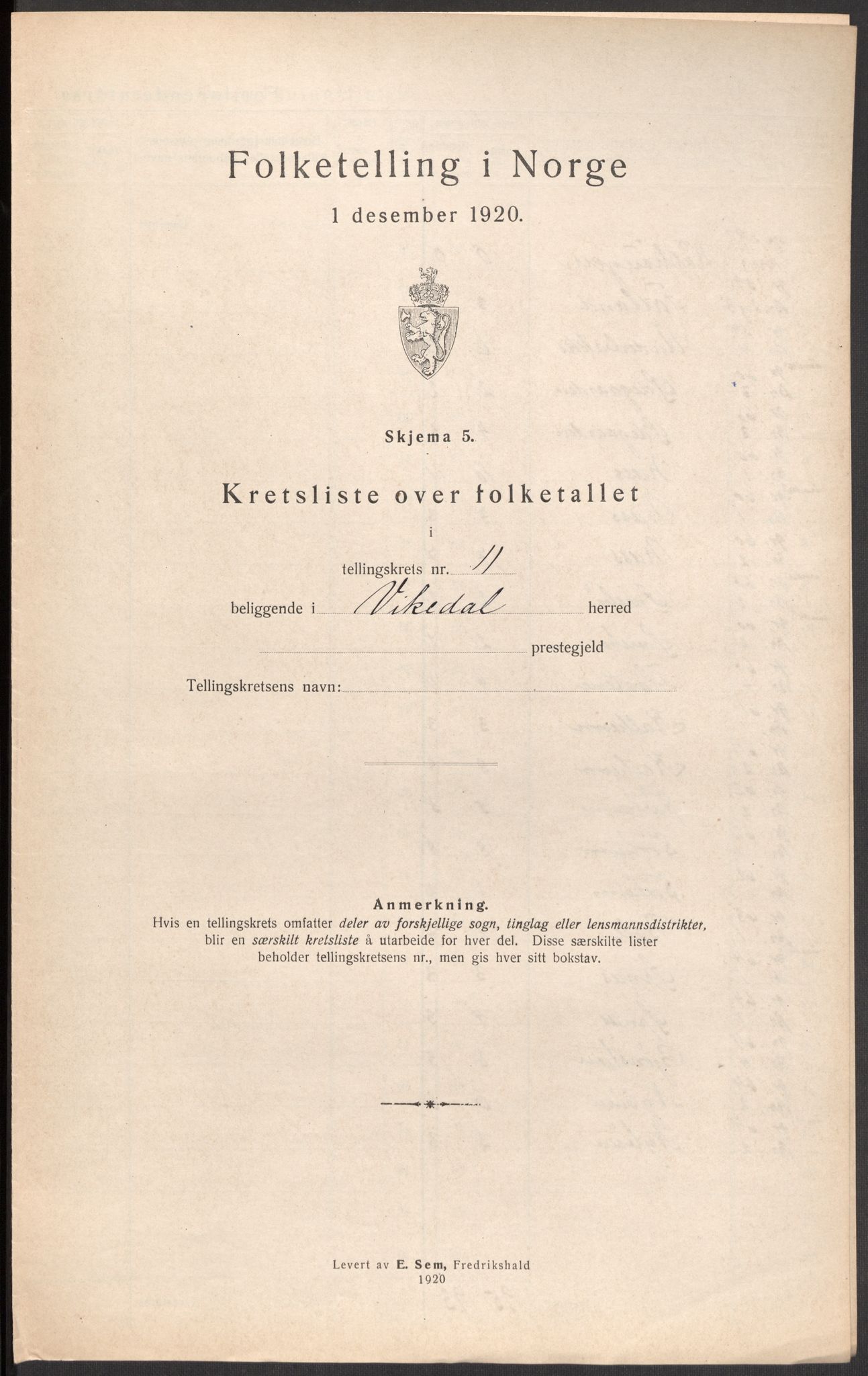 SAST, 1920 census for Vikedal, 1920, p. 102