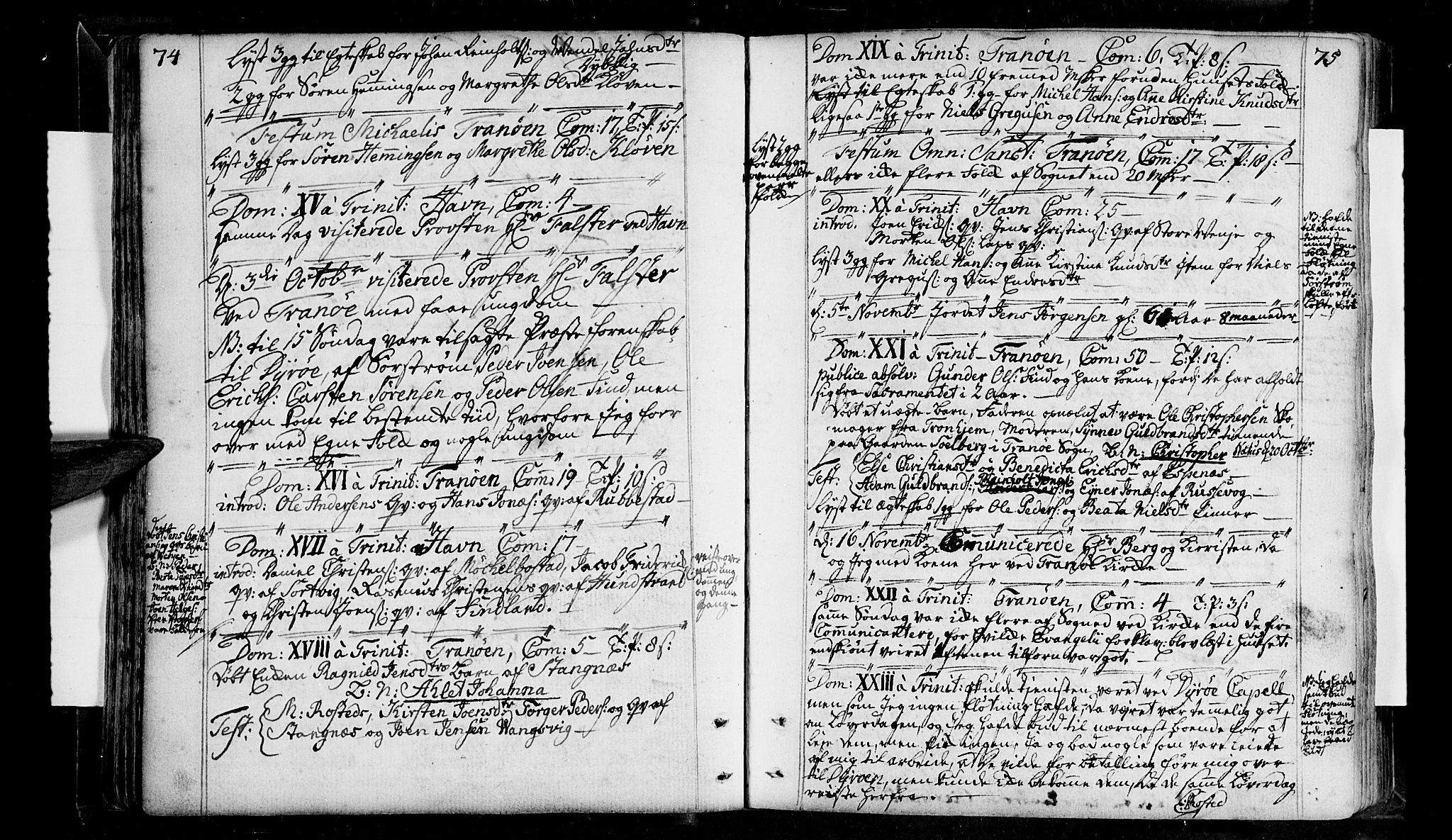 Tranøy sokneprestkontor, AV/SATØ-S-1313/I/Ia/Iaa/L0001kirke: Parish register (official) no. 1, 1757-1773, p. 74-75