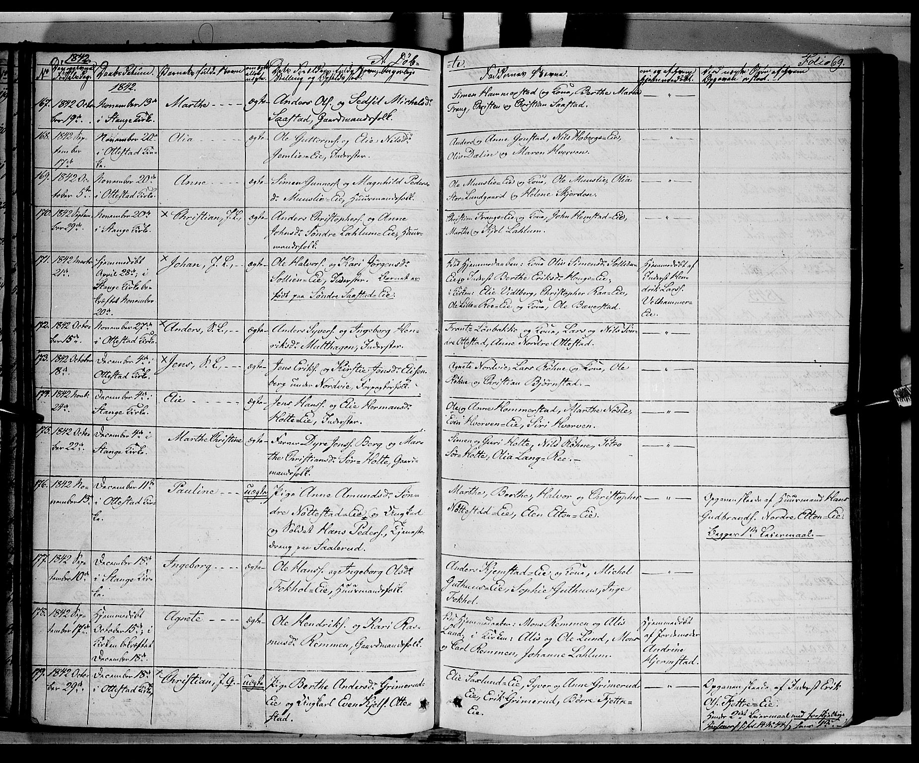 Stange prestekontor, AV/SAH-PREST-002/K/L0010: Parish register (official) no. 10, 1835-1845, p. 69