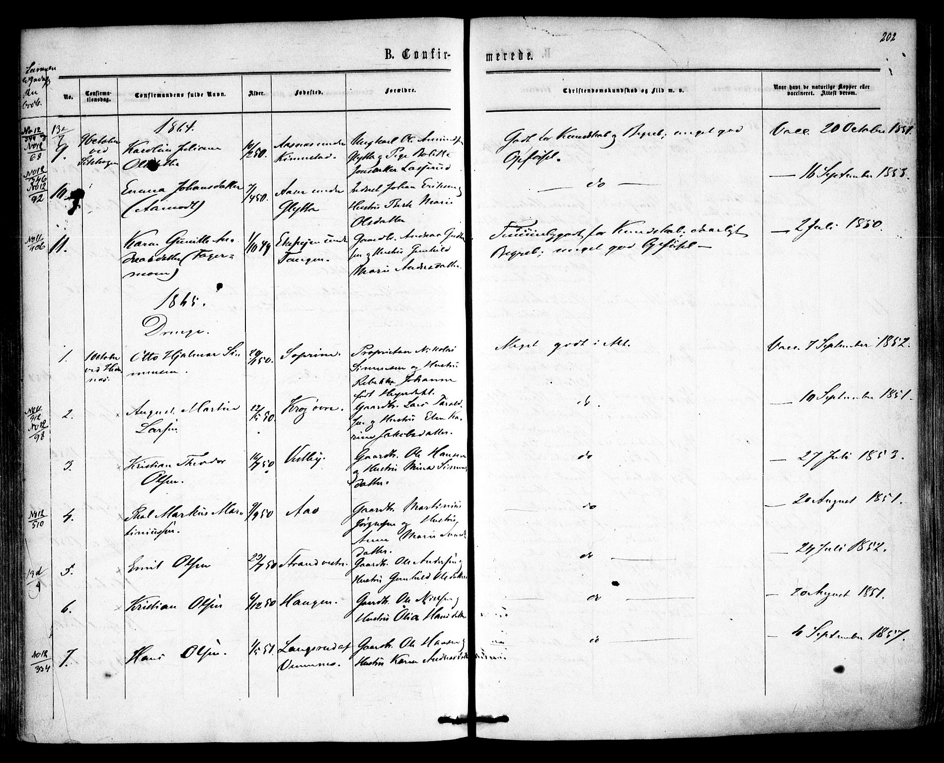 Høland prestekontor Kirkebøker, SAO/A-10346a/F/Fa/L0011: Parish register (official) no. I 11, 1862-1869, p. 202