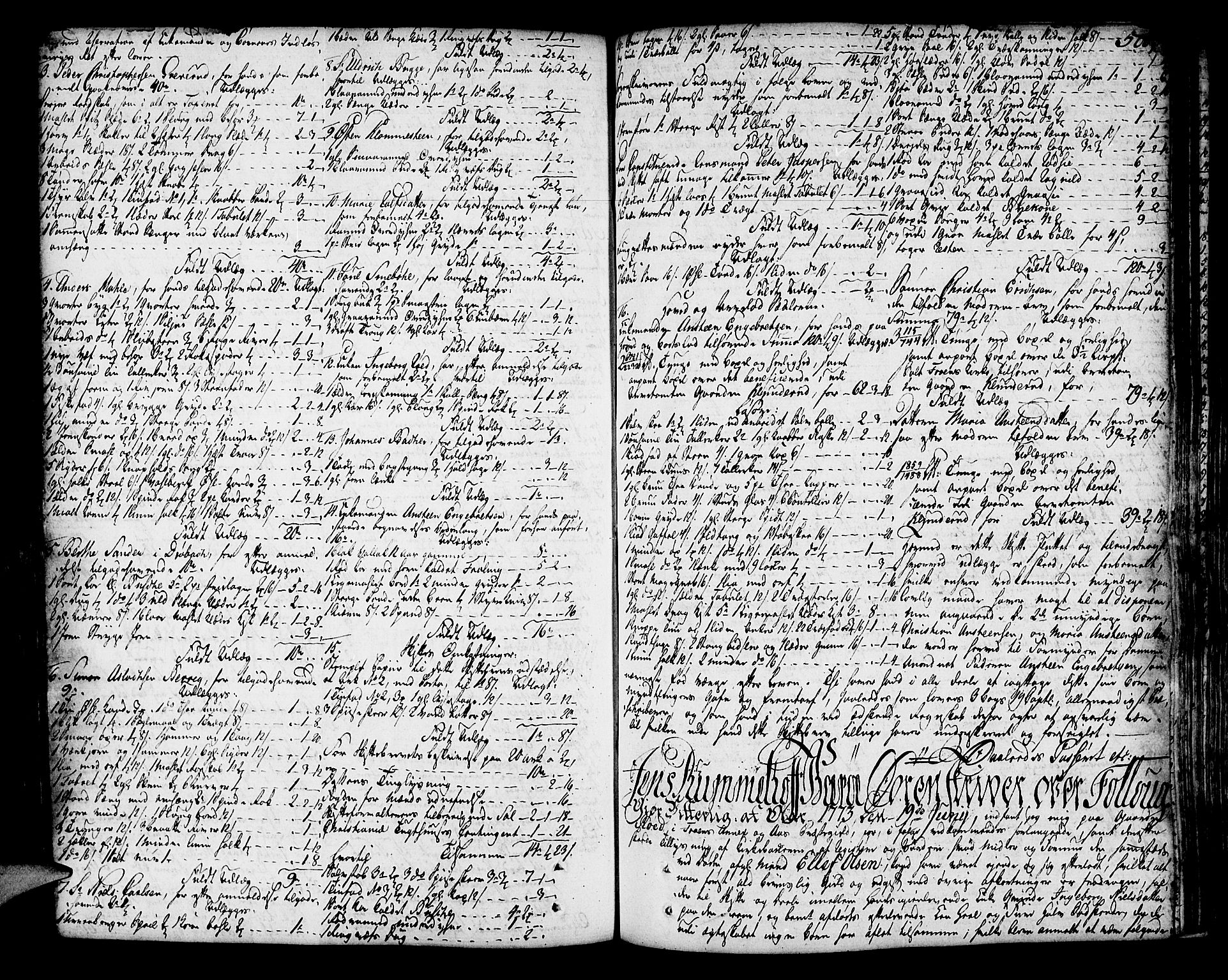 Follo sorenskriveri, AV/SAO-A-10274/H/Hb/L0007: Skifteprotokoll, 1764-1774, p. 499b-500a