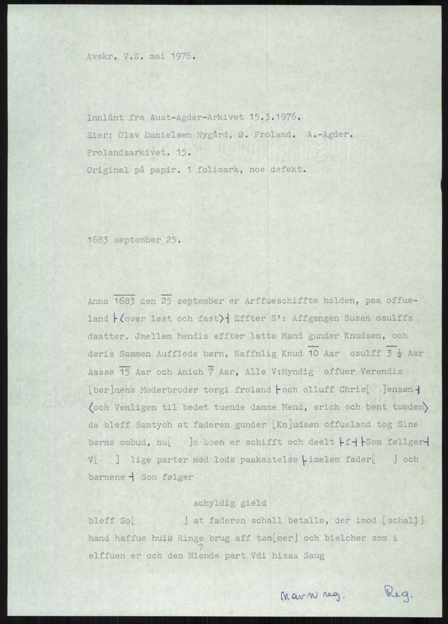 Samlinger til kildeutgivelse, Diplomavskriftsamlingen, AV/RA-EA-4053/H/Ha, p. 2187