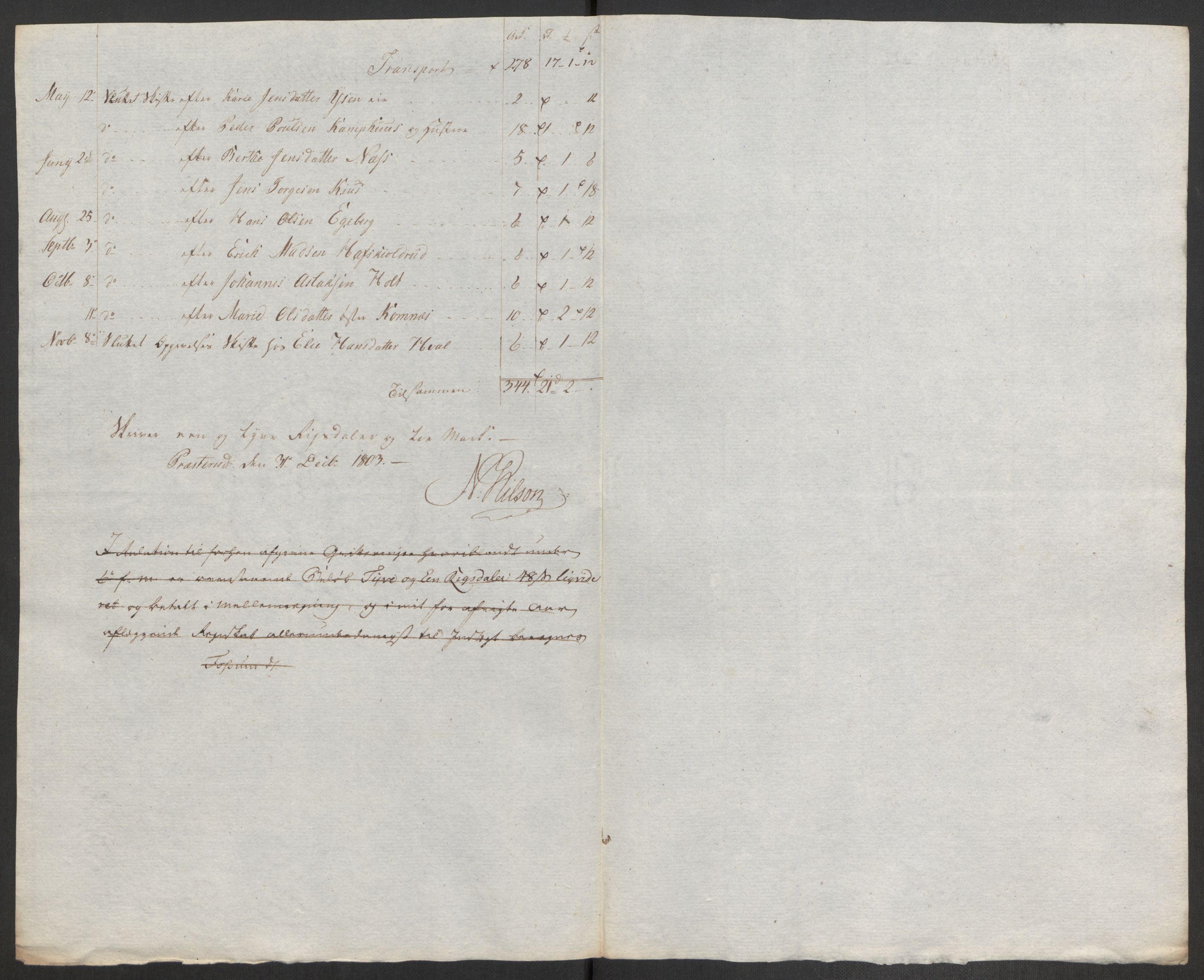 Rentekammeret inntil 1814, Reviderte regnskaper, Fogderegnskap, AV/RA-EA-4092/R11/L0679: Fogderegnskap Nedre Romerike, 1803, p. 358