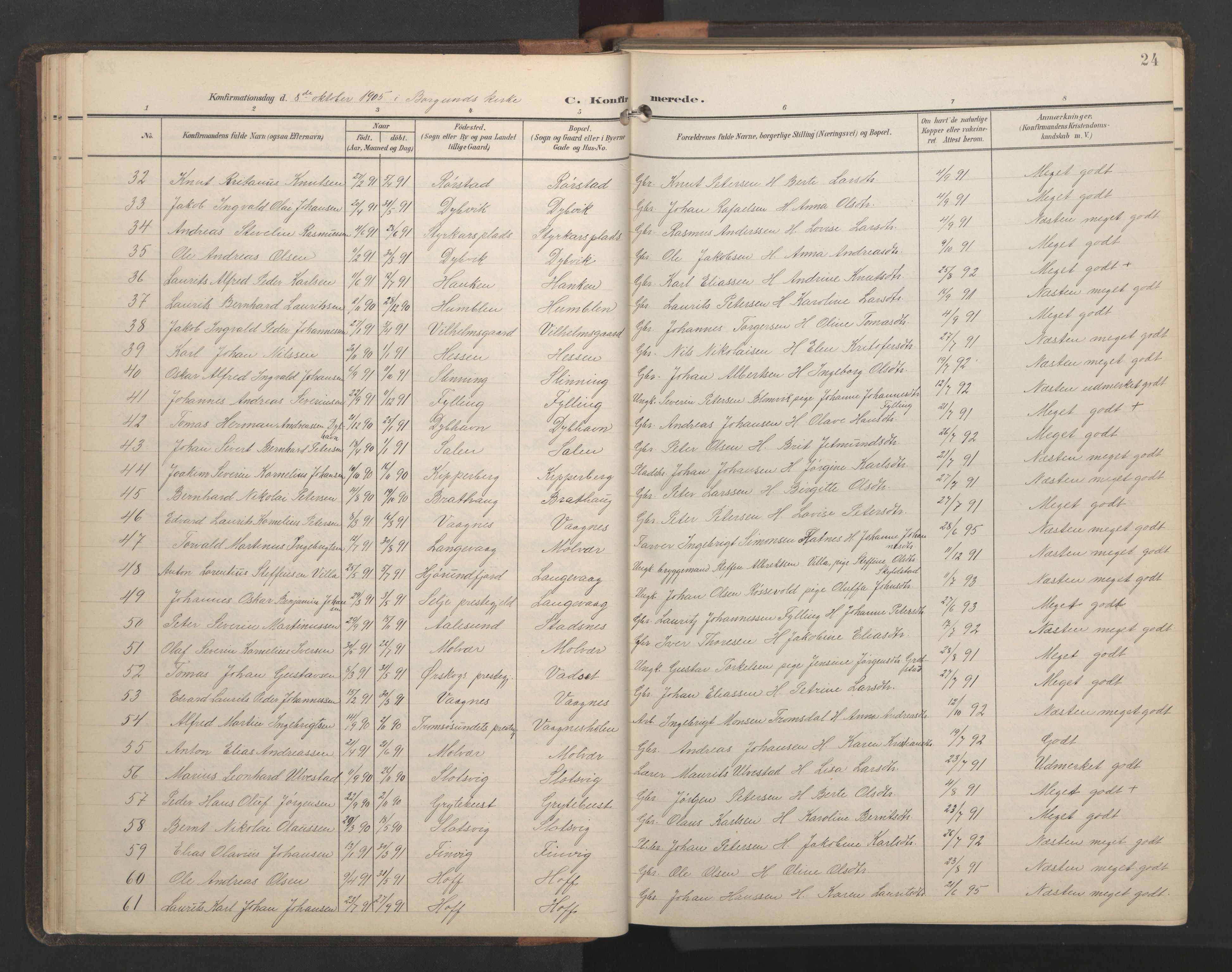 Ministerialprotokoller, klokkerbøker og fødselsregistre - Møre og Romsdal, AV/SAT-A-1454/528/L0433: Parish register (copy) no. 528C14, 1899-1922, p. 24
