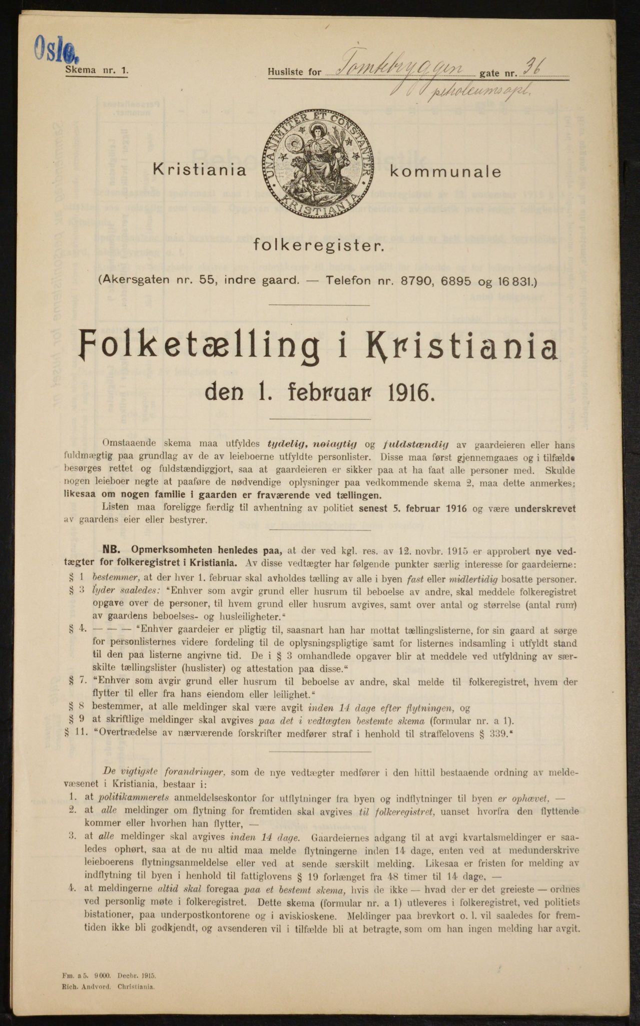 OBA, Municipal Census 1916 for Kristiania, 1916, p. 116639