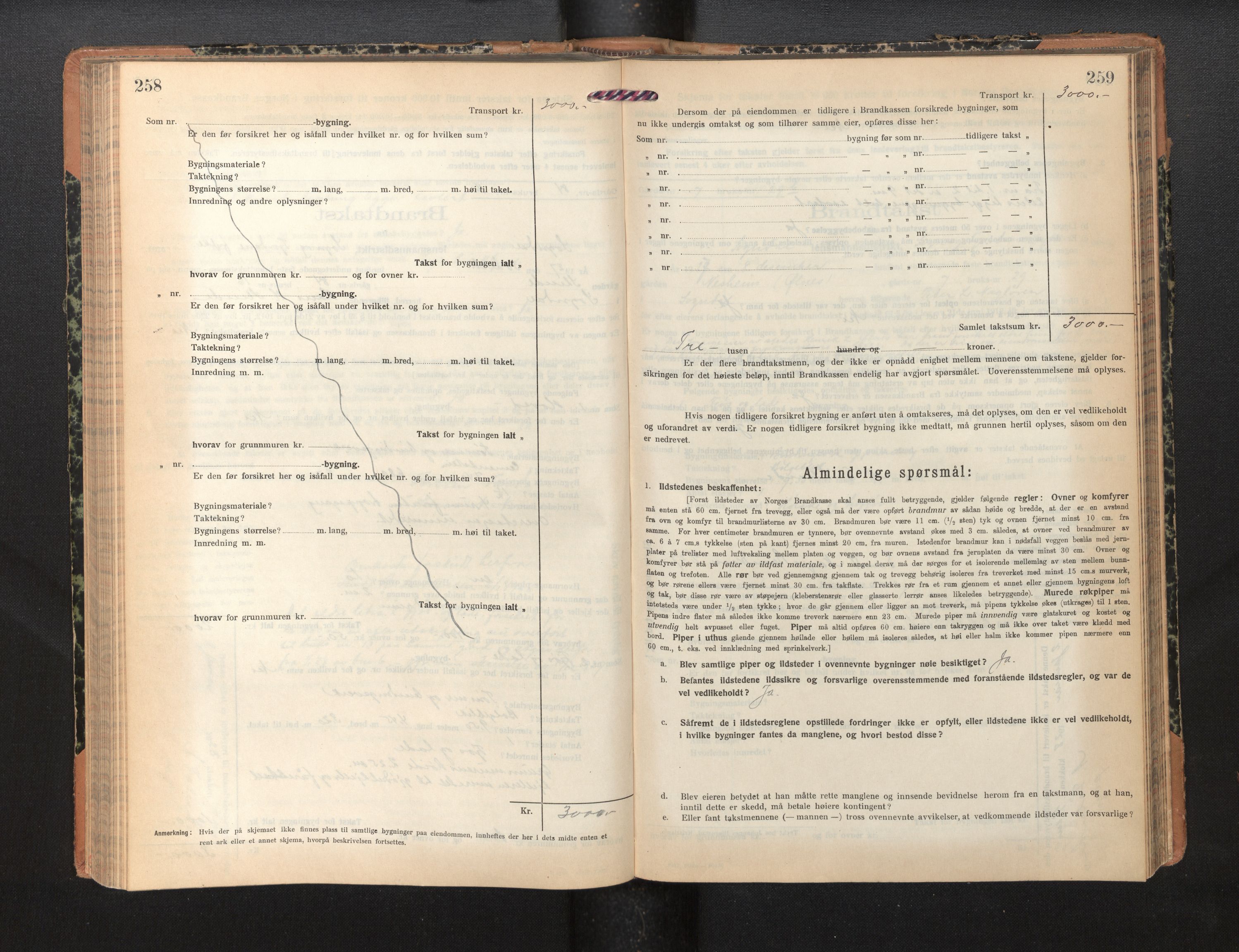 Lensmannen i Sogndal, AV/SAB-A-29901/0012/L0012: Branntakstprotokoll, skjematakst, 1922-1931, p. 258-259