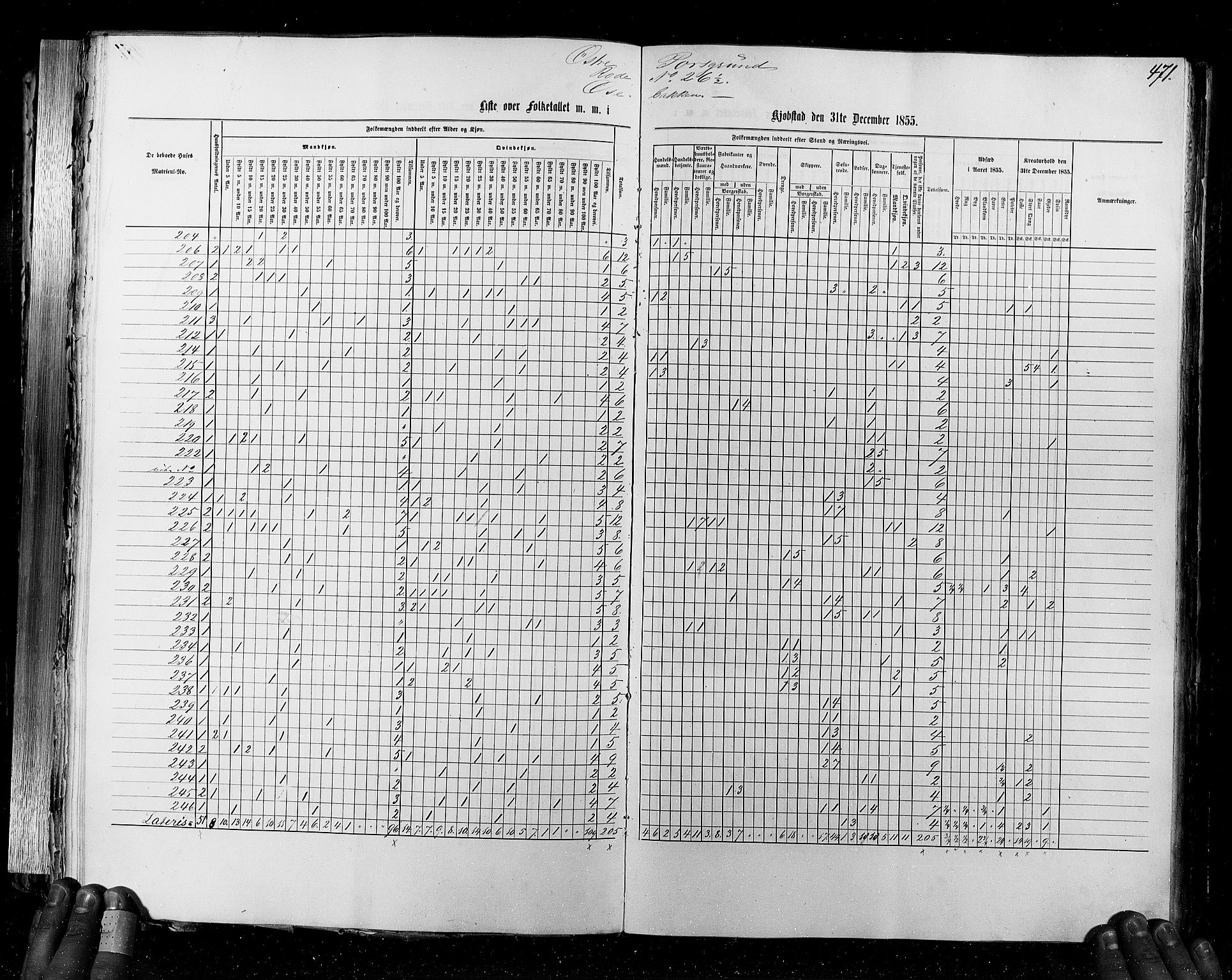 RA, Census 1855, vol. 7: Fredrikshald-Kragerø, 1855, p. 471