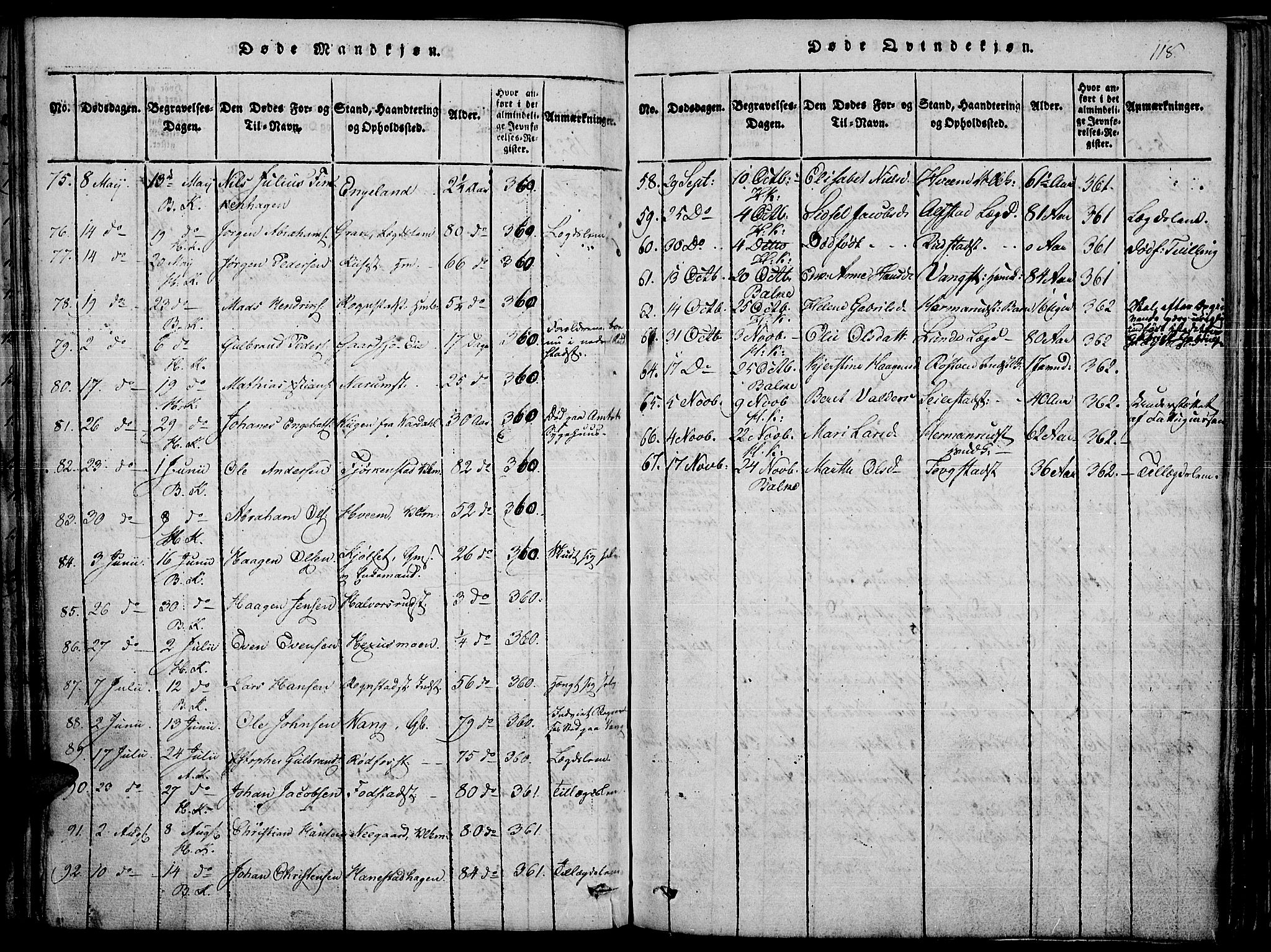Toten prestekontor, SAH/PREST-102/H/Ha/Haa/L0010: Parish register (official) no. 10, 1820-1828, p. 118