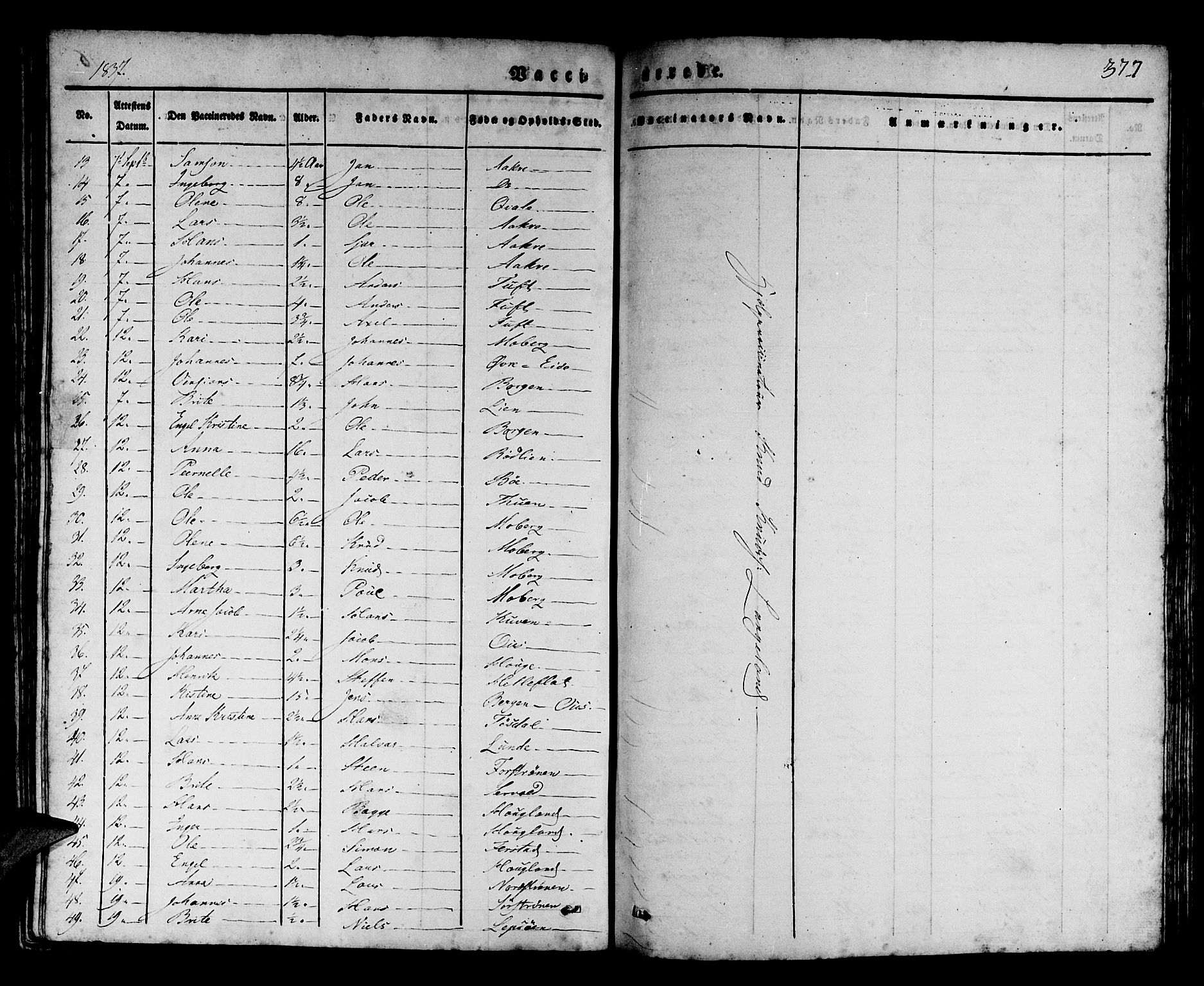 Os sokneprestembete, AV/SAB-A-99929: Parish register (official) no. A 14, 1826-1839, p. 377