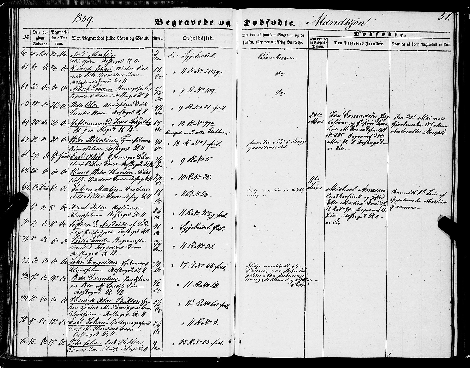 Domkirken sokneprestembete, AV/SAB-A-74801/H/Haa/L0041: Parish register (official) no. E 2, 1853-1863, p. 51