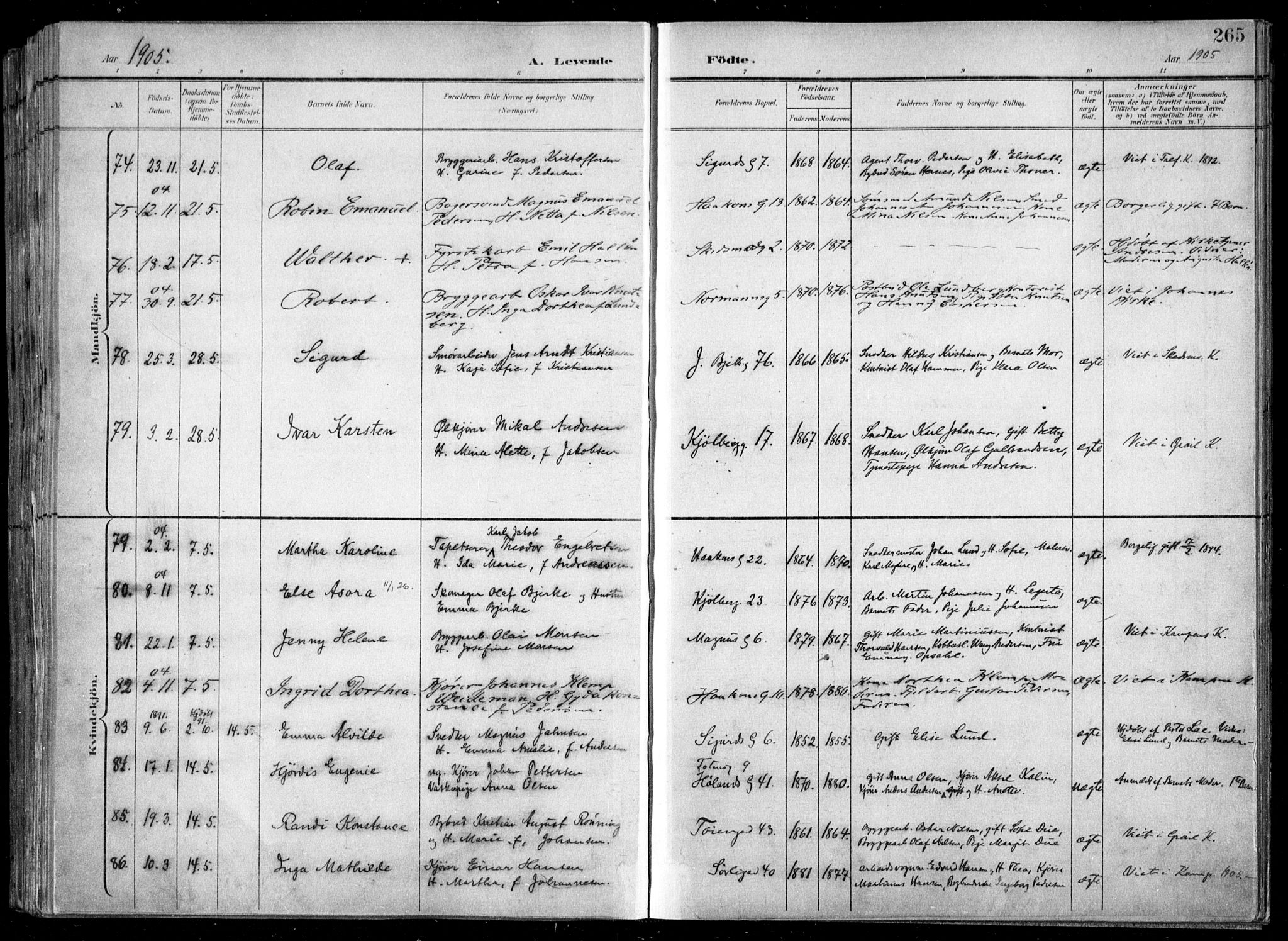 Kampen prestekontor Kirkebøker, SAO/A-10853/F/Fa/L0007: Parish register (official) no. I 7, 1897-1905, p. 265