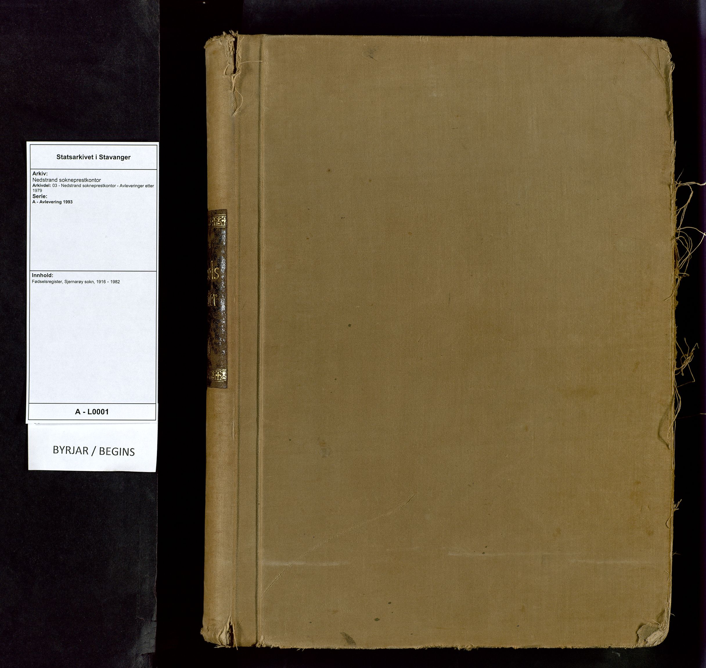 Nedstrand sokneprestkontor, SAST/A-101841/03/A/L0001: Birth register no. 1, 1916-1982