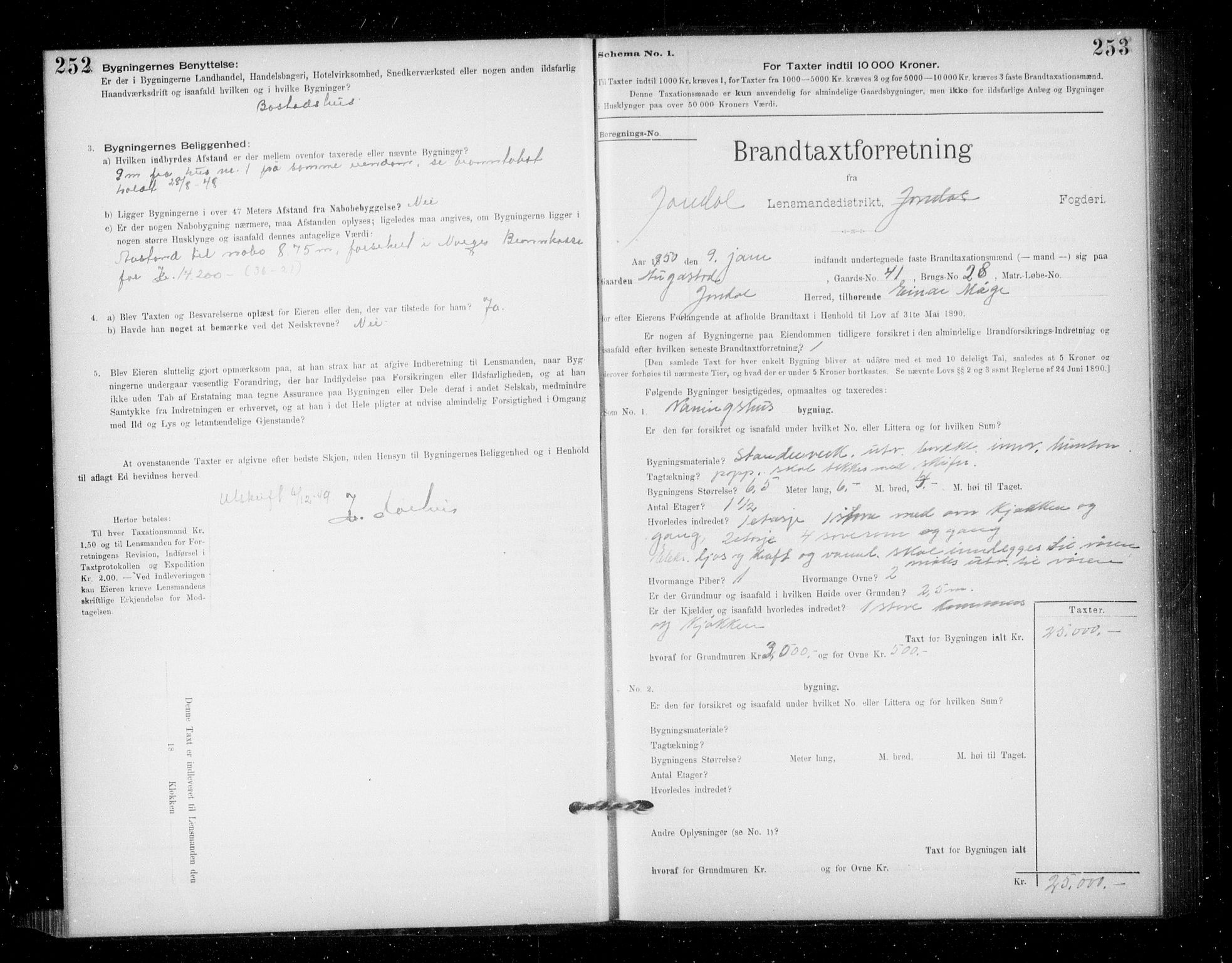 Lensmannen i Jondal, SAB/A-33101/0012/L0005: Branntakstprotokoll, skjematakst, 1894-1951, p. 252-253