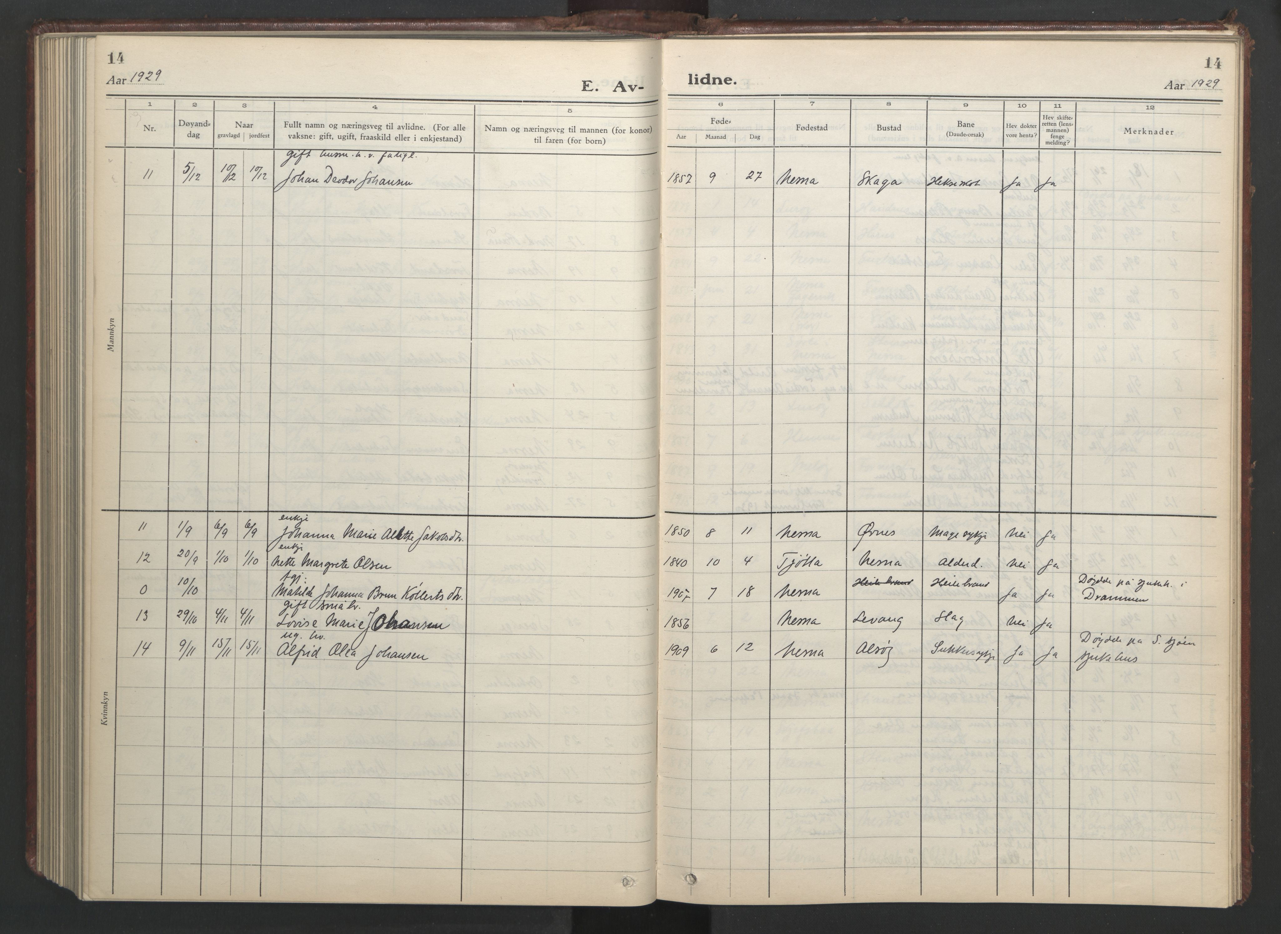 Ministerialprotokoller, klokkerbøker og fødselsregistre - Nordland, AV/SAT-A-1459/838/L0561: Parish register (copy) no. 838C08, 1923-1953, p. 14