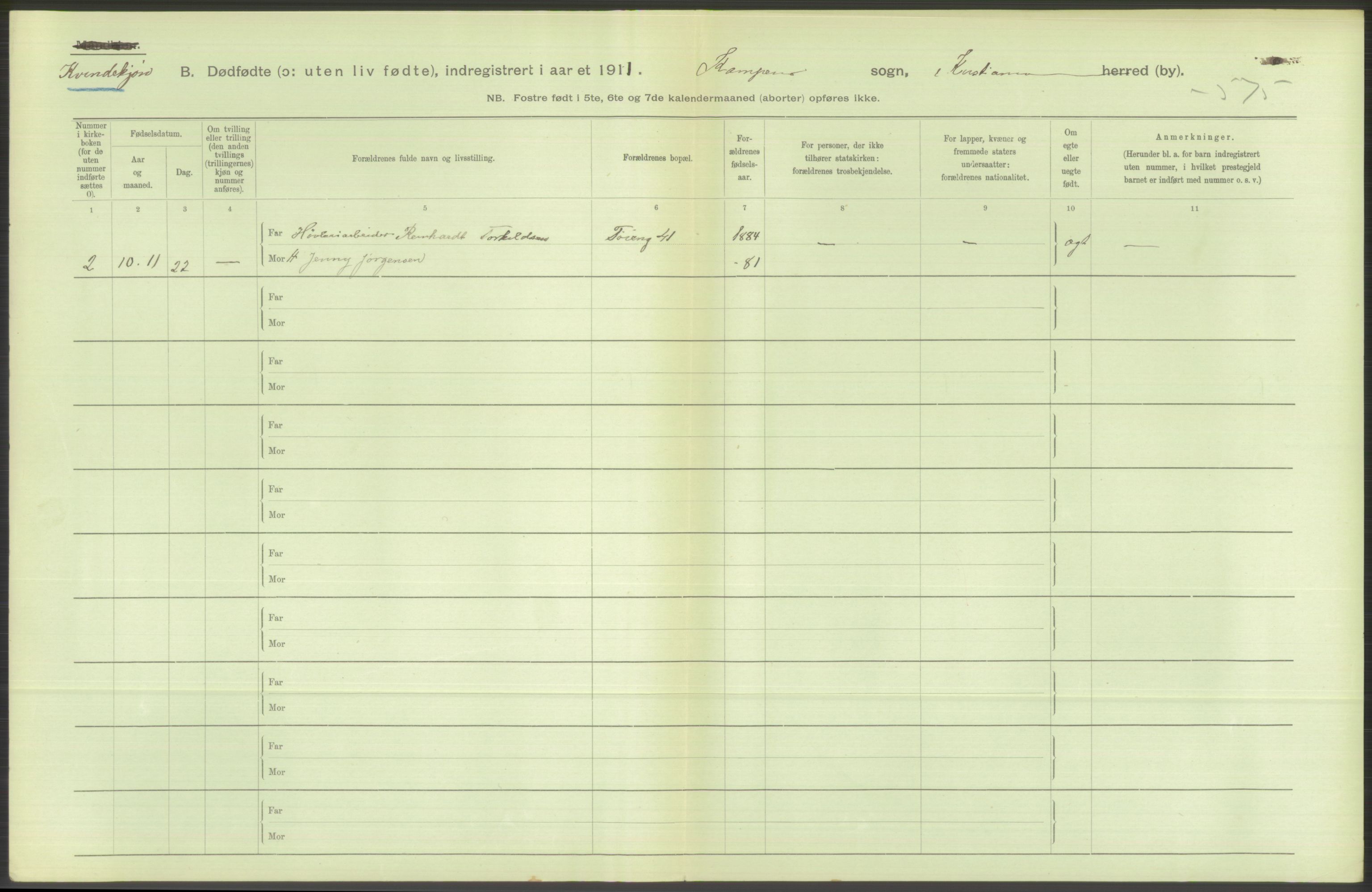 Statistisk sentralbyrå, Sosiodemografiske emner, Befolkning, RA/S-2228/D/Df/Dfb/Dfba/L0010: Kristiania: Døde kvinner samt dødfødte., 1911, p. 144