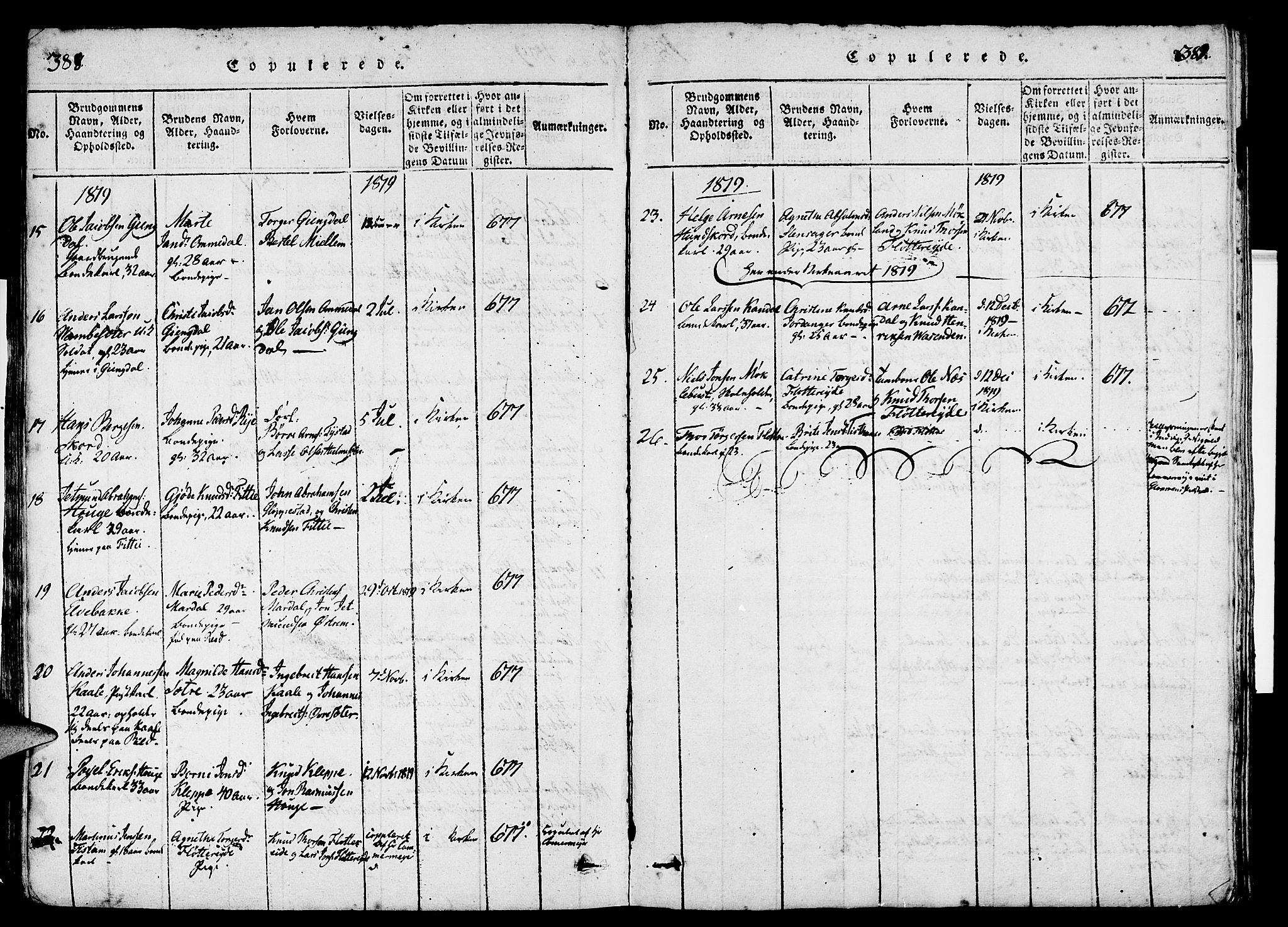 Gloppen sokneprestembete, SAB/A-80101/H/Haa/Haaa/L0006: Parish register (official) no. A 6, 1816-1826, p. 388-389