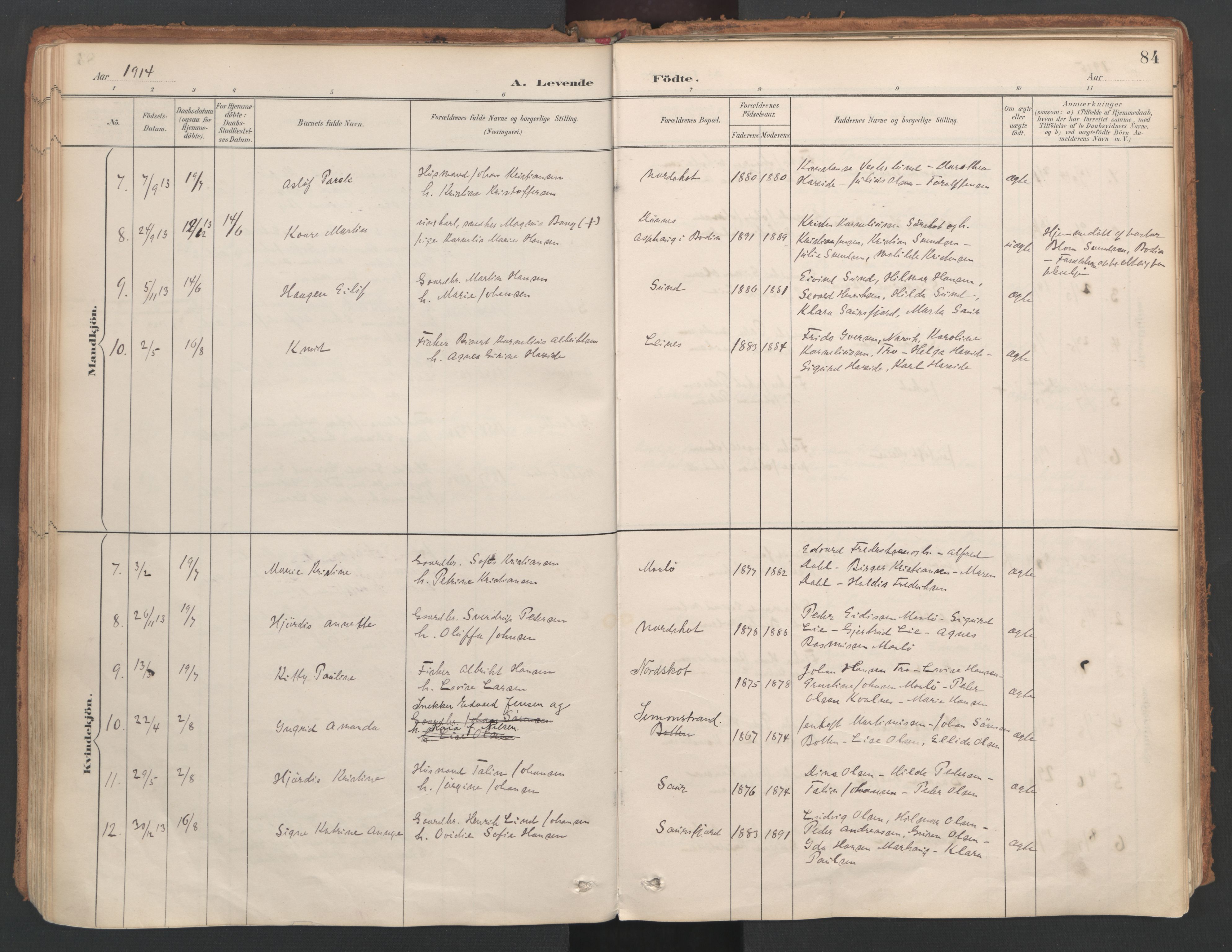 Ministerialprotokoller, klokkerbøker og fødselsregistre - Nordland, AV/SAT-A-1459/857/L0822: Parish register (official) no. 857A02, 1890-1917, p. 84