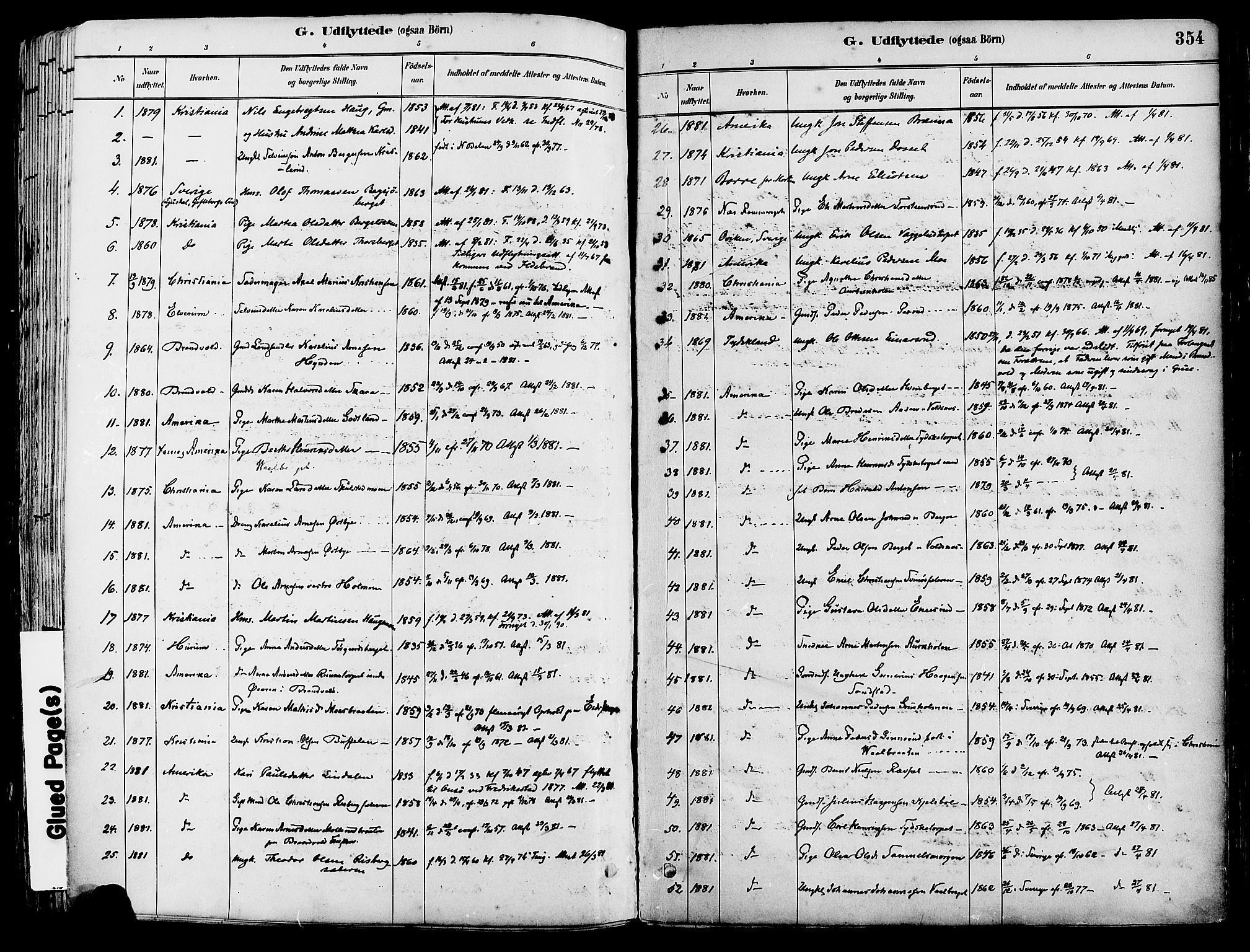Grue prestekontor, SAH/PREST-036/H/Ha/Haa/L0012: Parish register (official) no. 12, 1881-1897, p. 354
