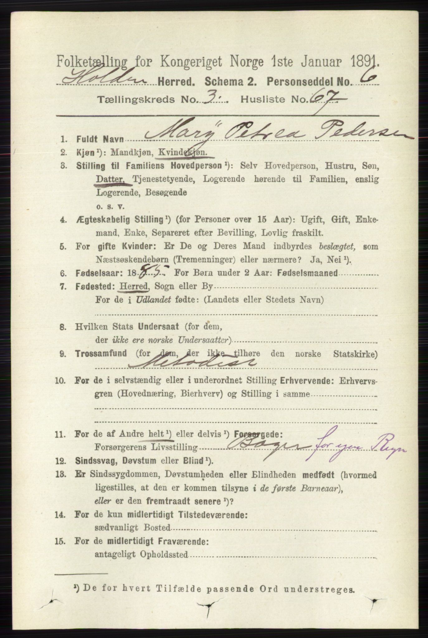 RA, 1891 census for 0819 Holla, 1891, p. 2128