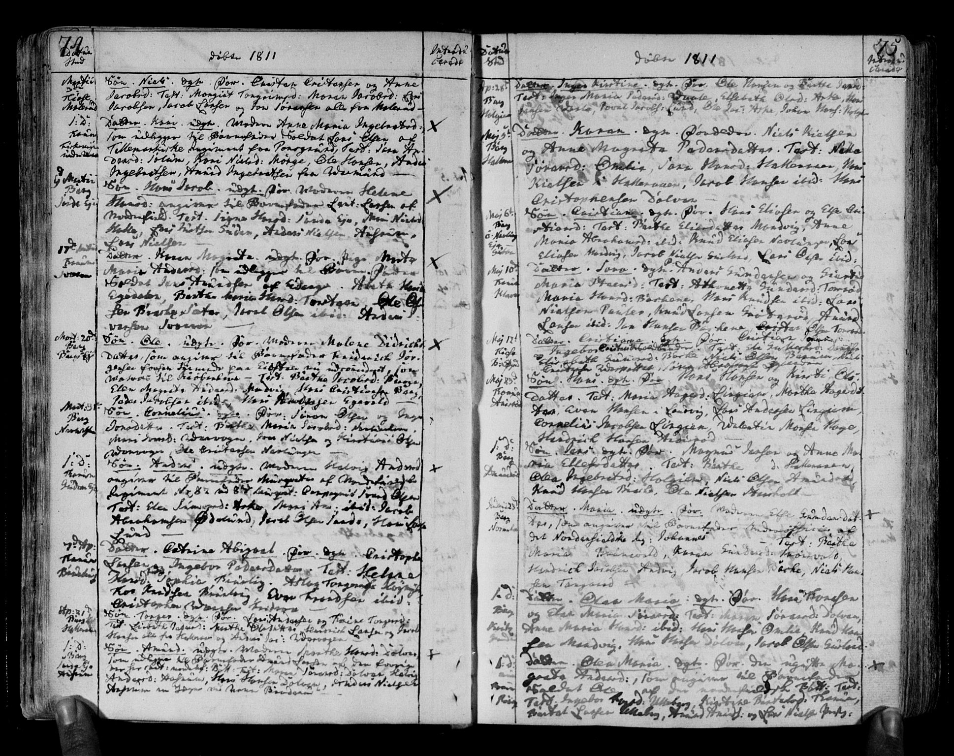 Brunlanes kirkebøker, SAKO/A-342/F/Fa/L0002: Parish register (official) no. I 2, 1802-1834, p. 74-75