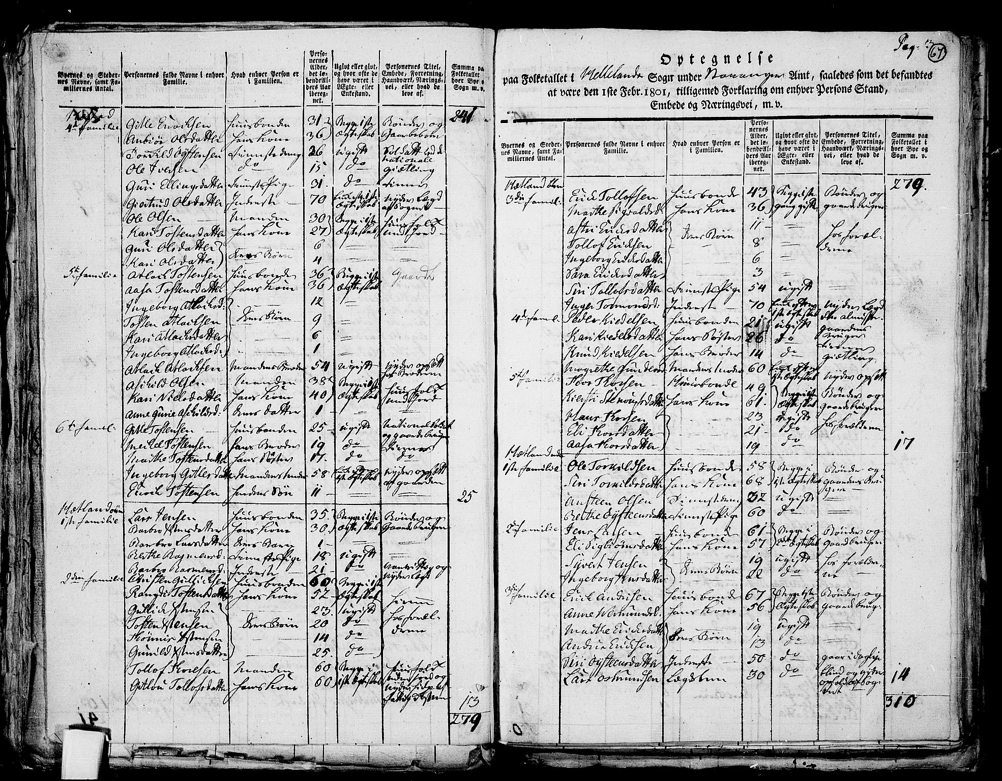 RA, 1801 census for 1115P Helleland, 1801, p. 66b-67a