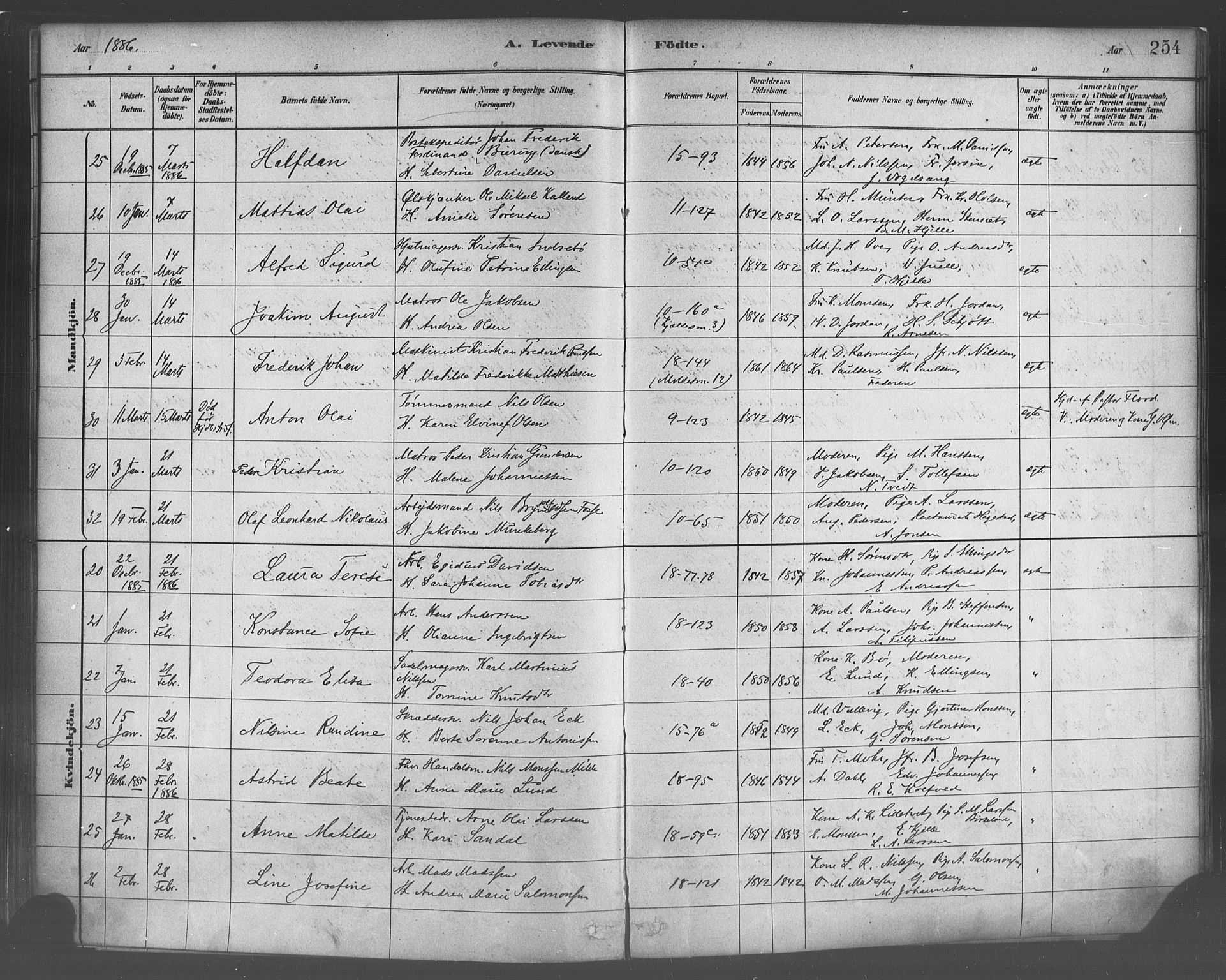 Domkirken sokneprestembete, AV/SAB-A-74801/H/Haa/L0023: Parish register (official) no. B 6, 1879-1887, p. 254