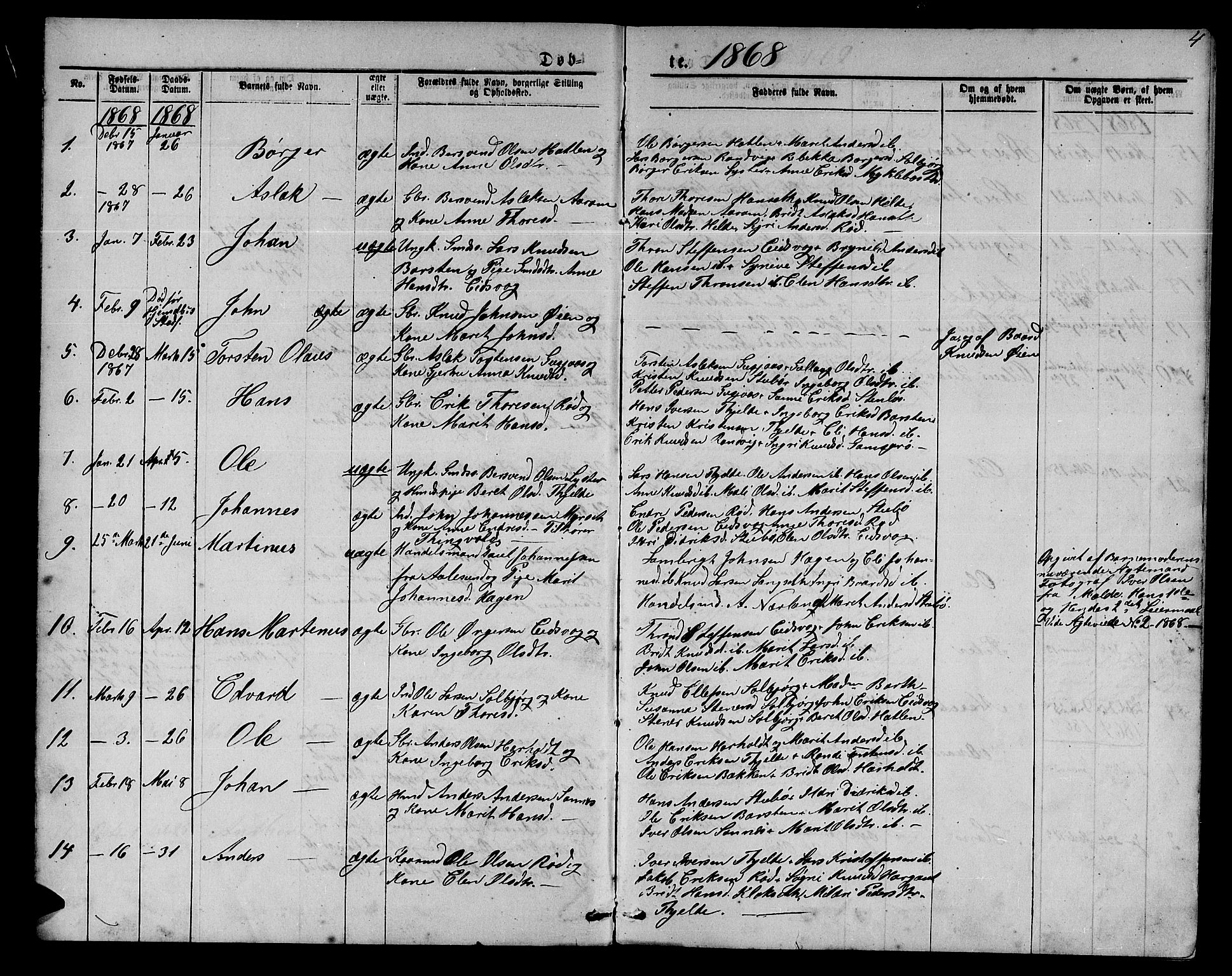 Ministerialprotokoller, klokkerbøker og fødselsregistre - Møre og Romsdal, SAT/A-1454/551/L0630: Parish register (copy) no. 551C02, 1867-1885, p. 4