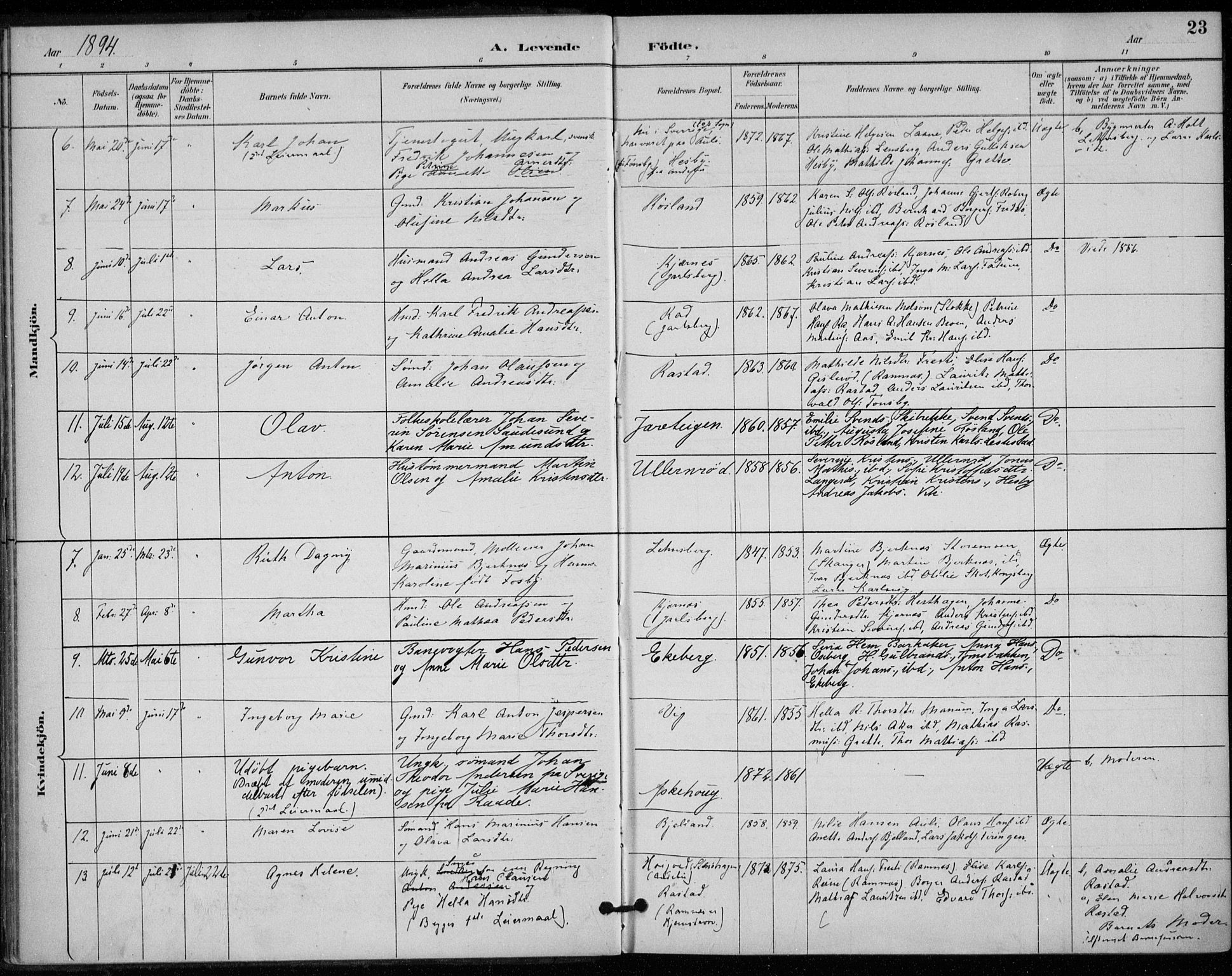 Sem kirkebøker, AV/SAKO-A-5/F/Fa/L0011: Parish register (official) no. I 11, 1888-1904, p. 23