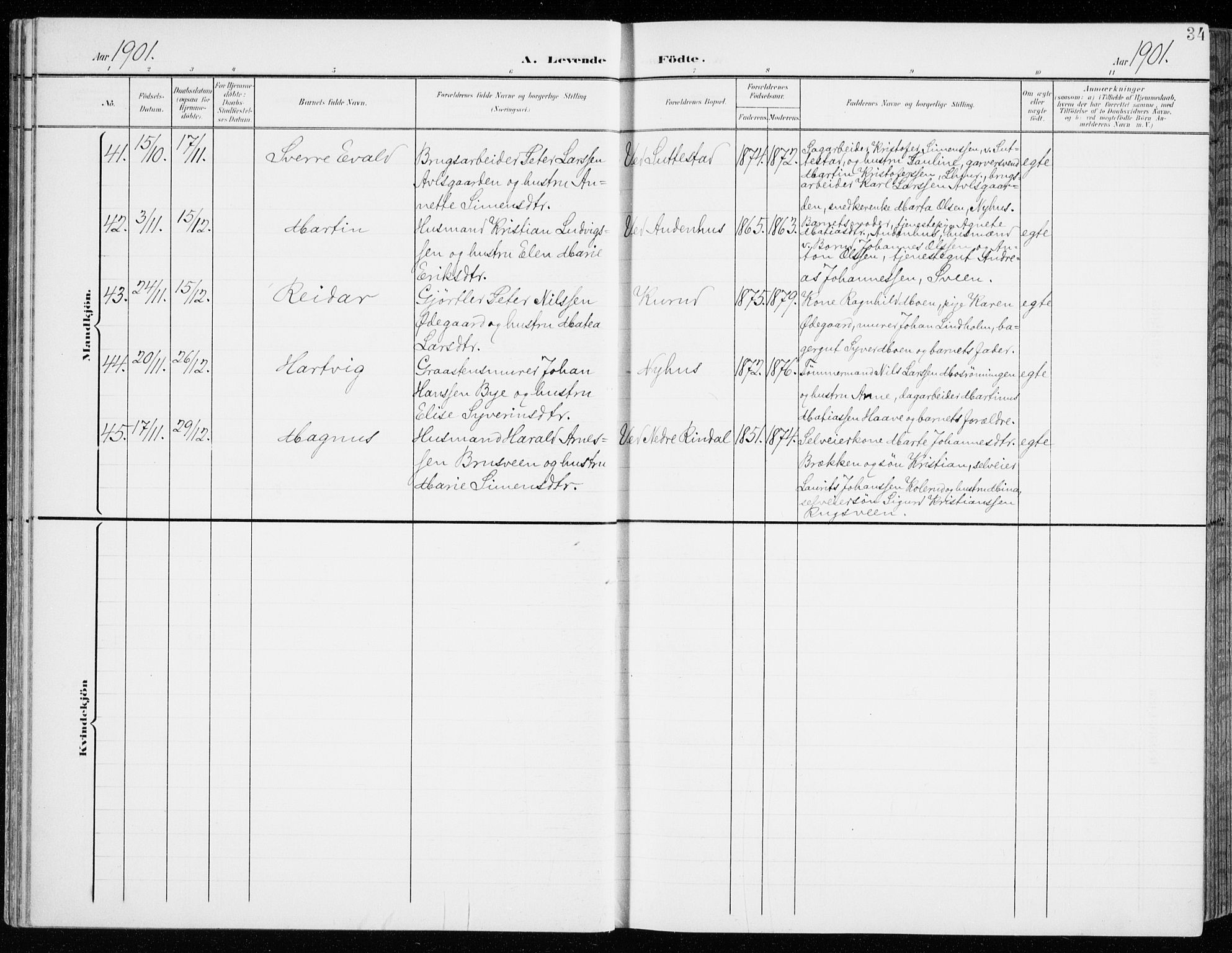Fåberg prestekontor, SAH/PREST-086/H/Ha/Haa/L0011: Parish register (official) no. 11, 1899-1913, p. 34