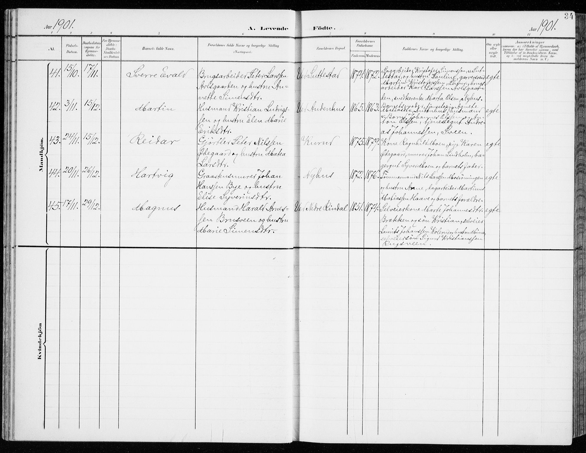 Fåberg prestekontor, AV/SAH-PREST-086/H/Ha/Haa/L0011: Parish register (official) no. 11, 1899-1913, p. 34