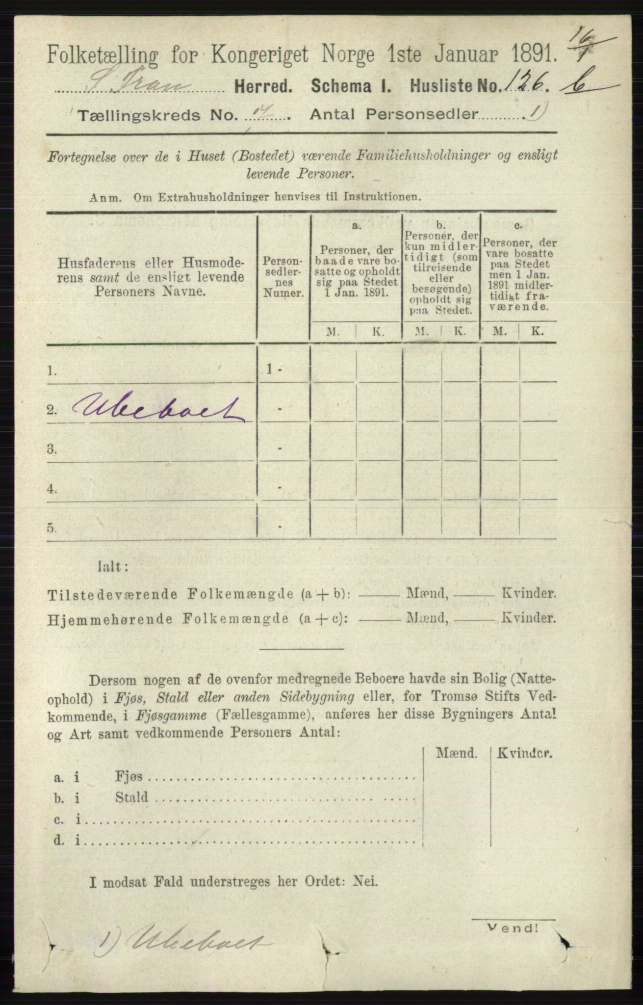 RA, 1891 census for 0519 Sør-Fron, 1891, p. 3053