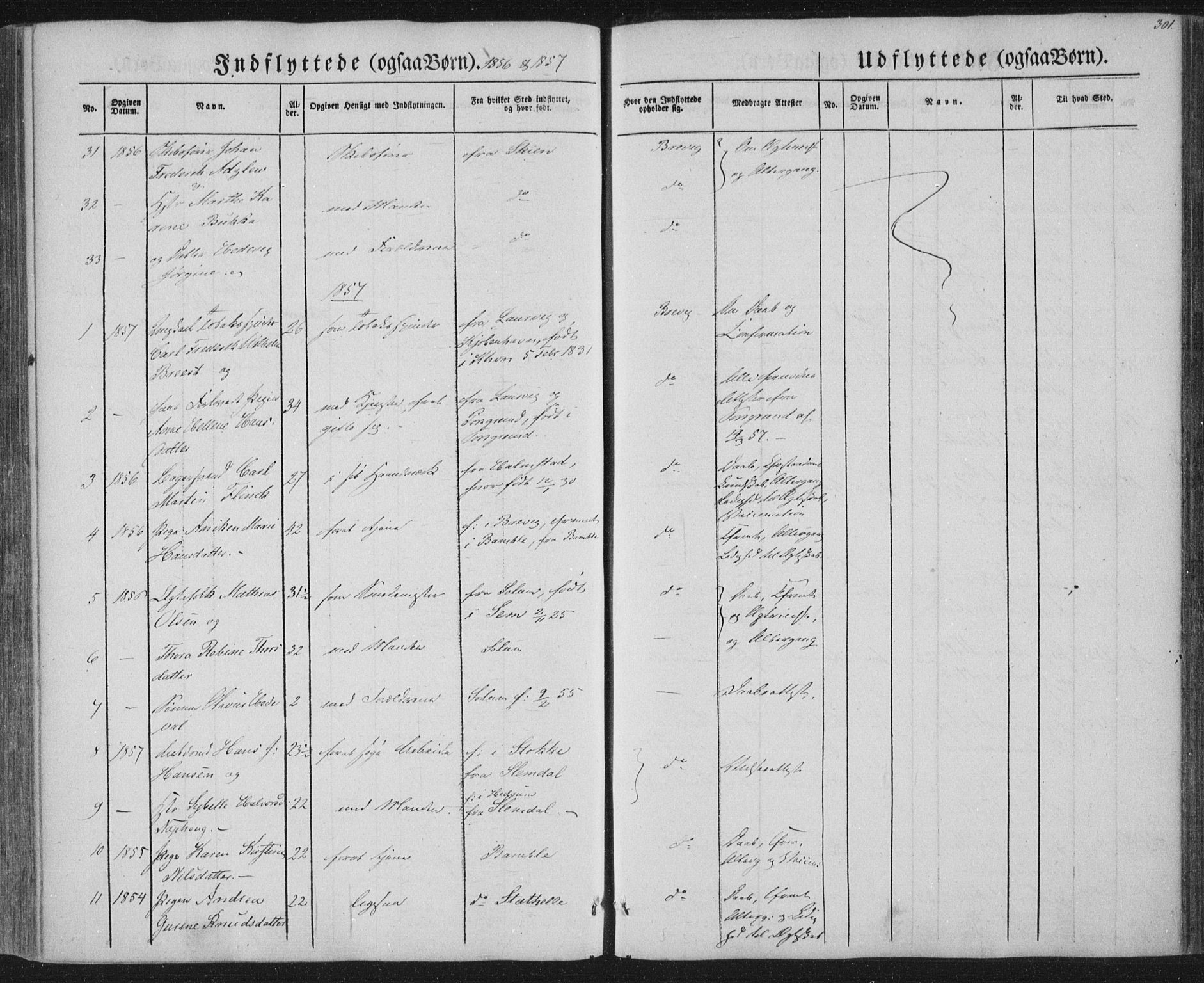 Brevik kirkebøker, SAKO/A-255/F/Fa/L0005: Parish register (official) no. 5, 1847-1865, p. 301